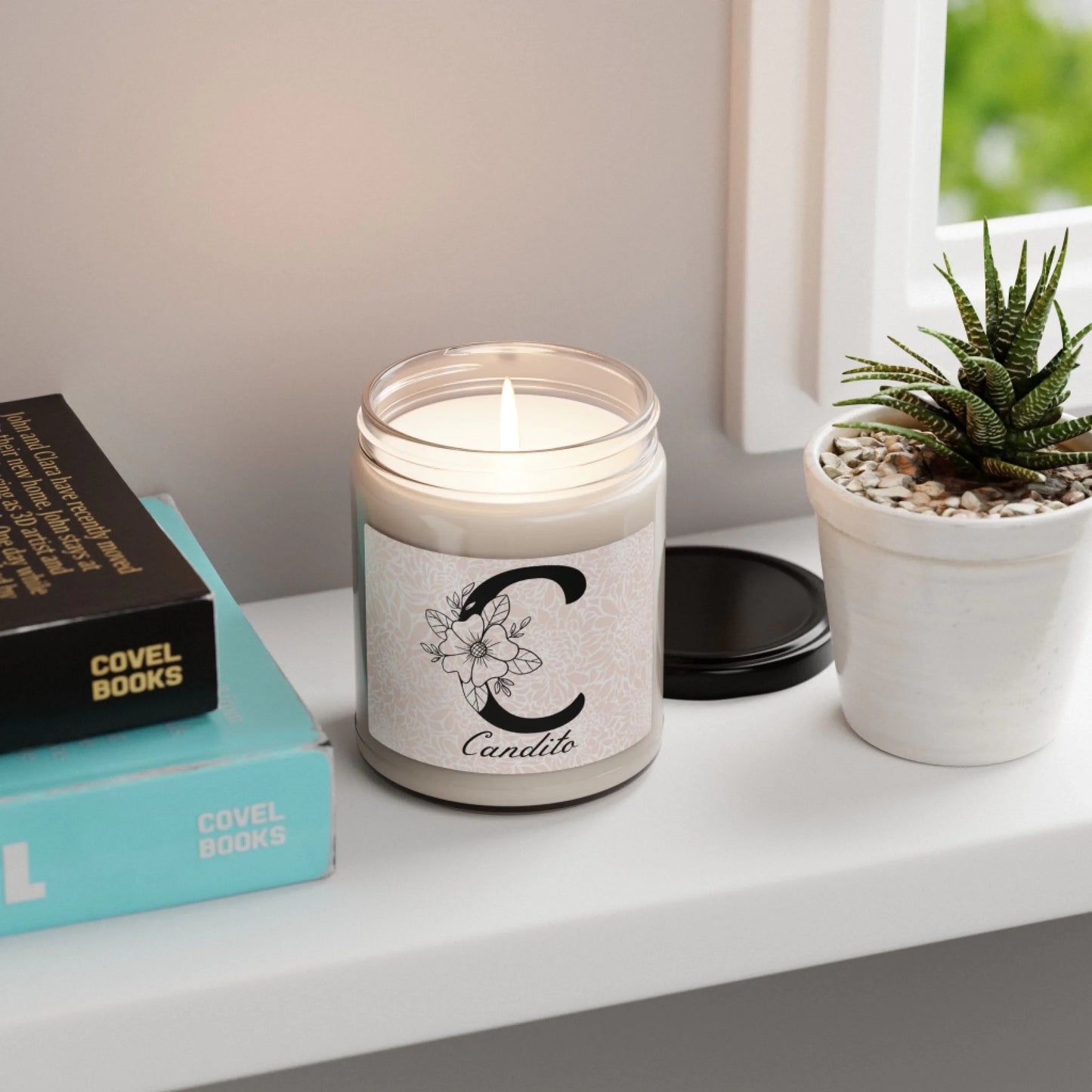 Floral Monogram Scented Soy Candle - LIfestyle Shelf