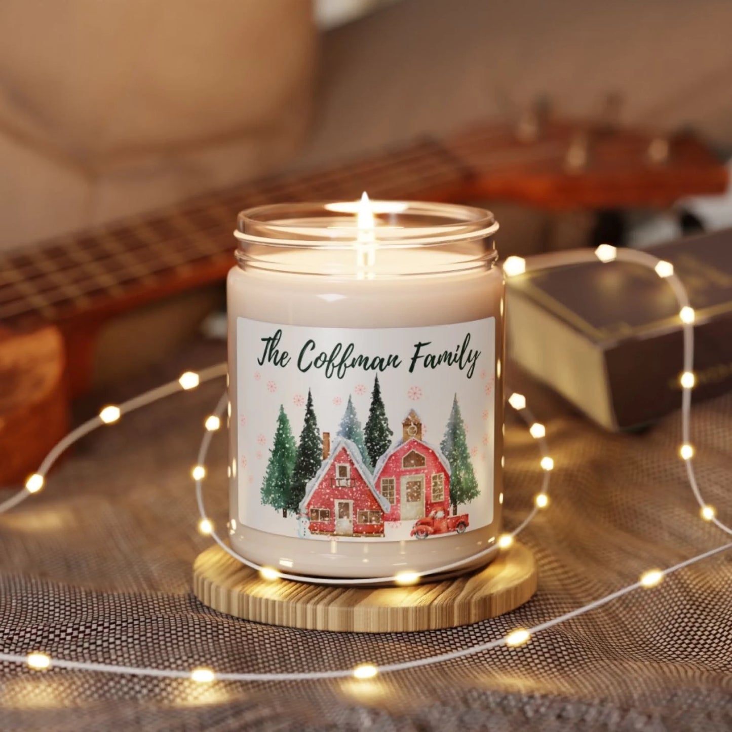 Home for the Holidays Candle - Lifestyle Twinkle Lights Personalized