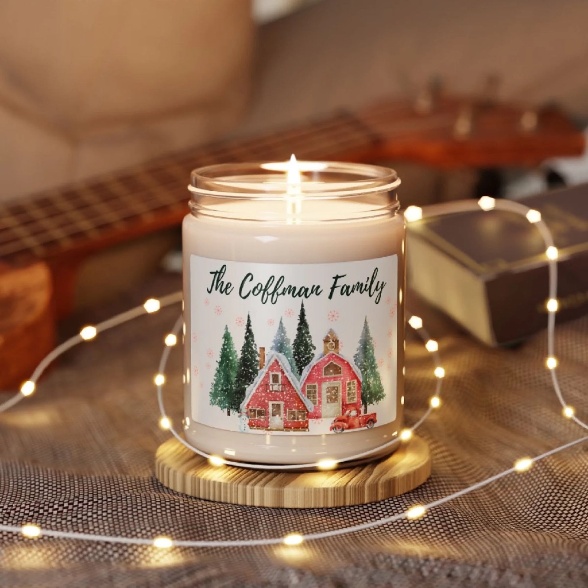 Home for the Holidays Candle - Lifestyle Twinkle Lights Personalized
