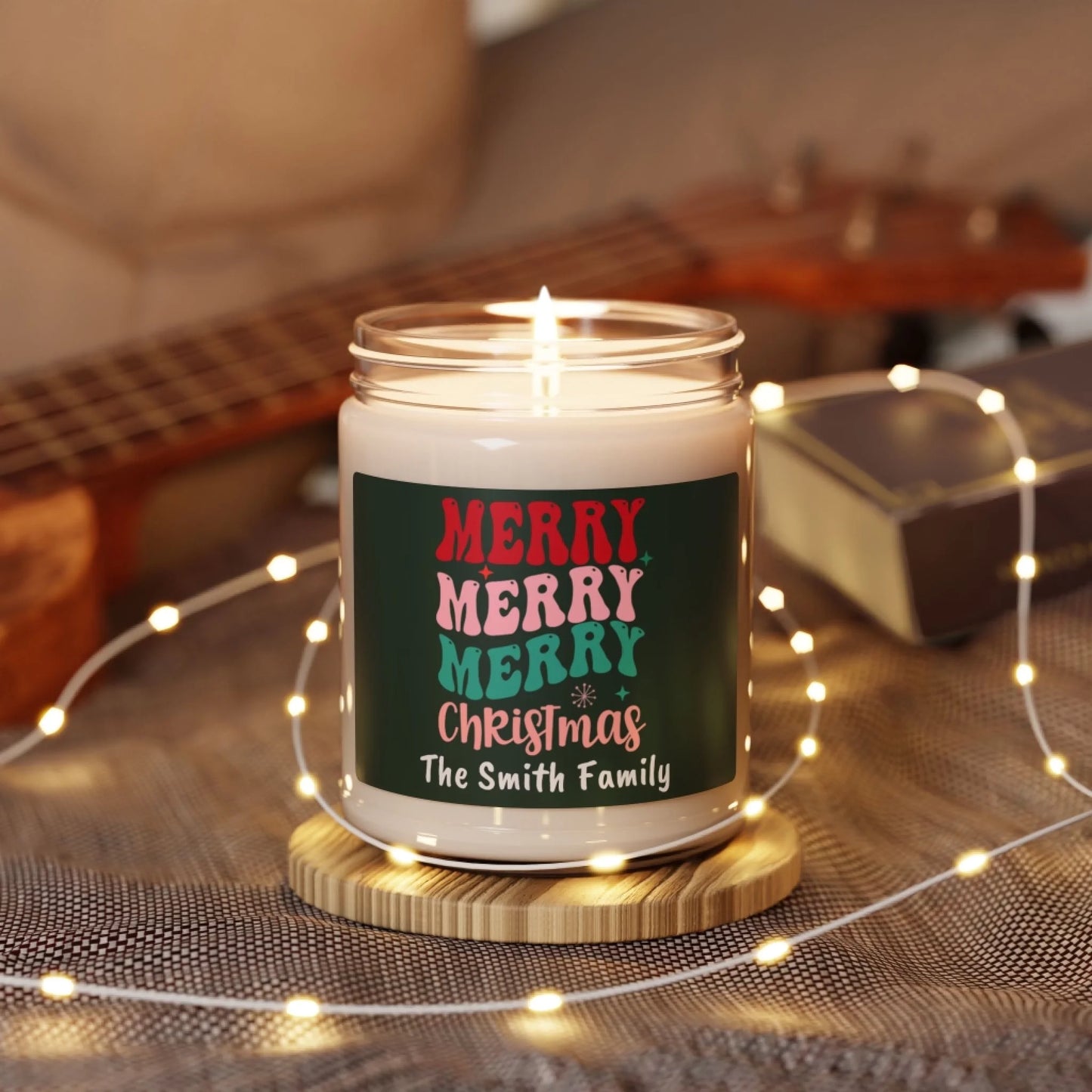 Very Merry Scented Candle Mock Up Personalized Twinkle Lights