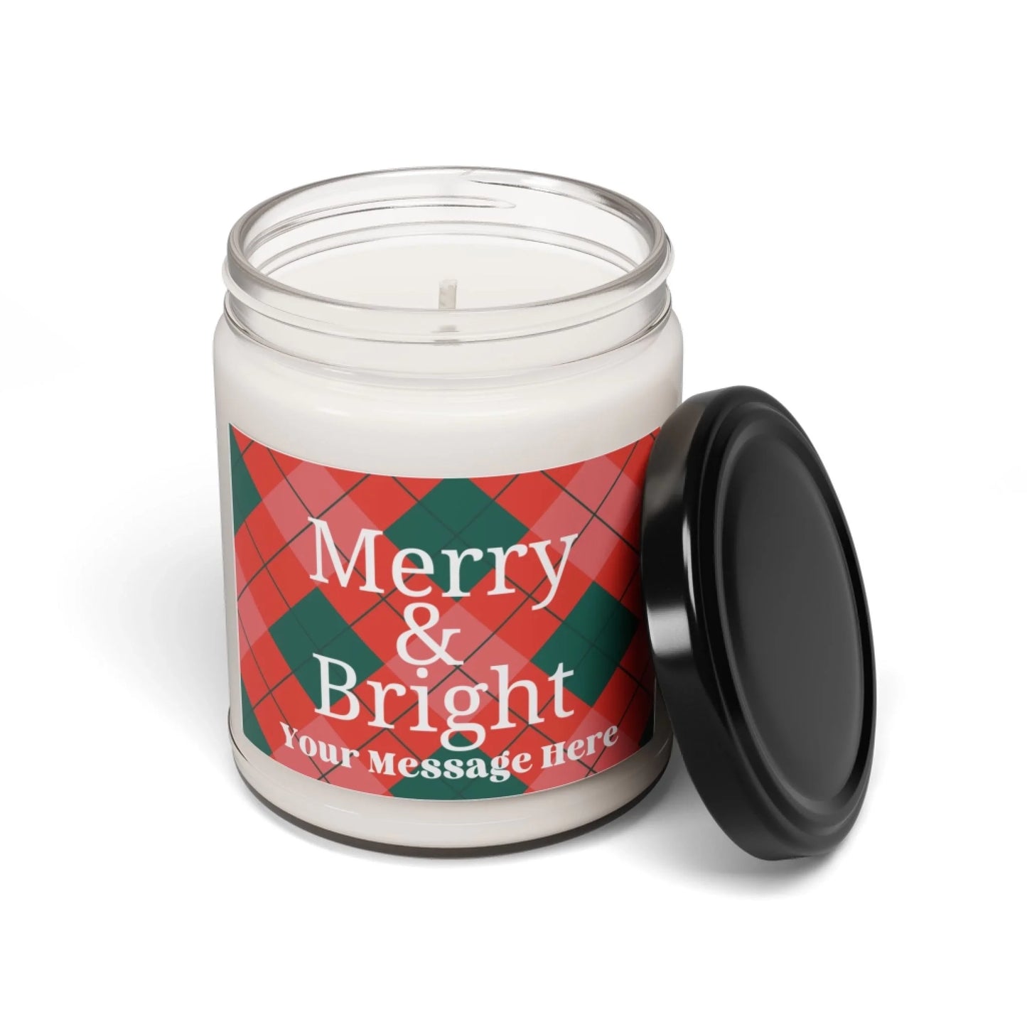 Merry & Bright Scented Candles Seamless Personalized Lid Off