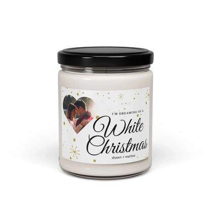 White Christmas Photo Candle Seamless Personalized