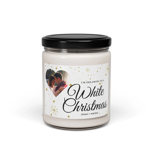 White Christmas Photo Candle Seamless Personalized