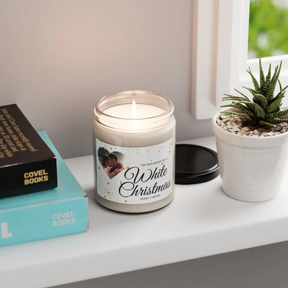 White Christmas Photo Candle Lifestyle Personalized Shelf