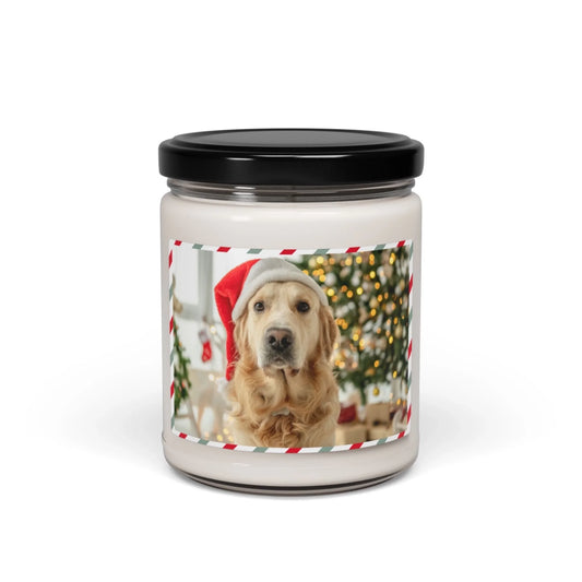 Holiday Photo Stripes Scented Candle Seamless Personalized Dog - No Message