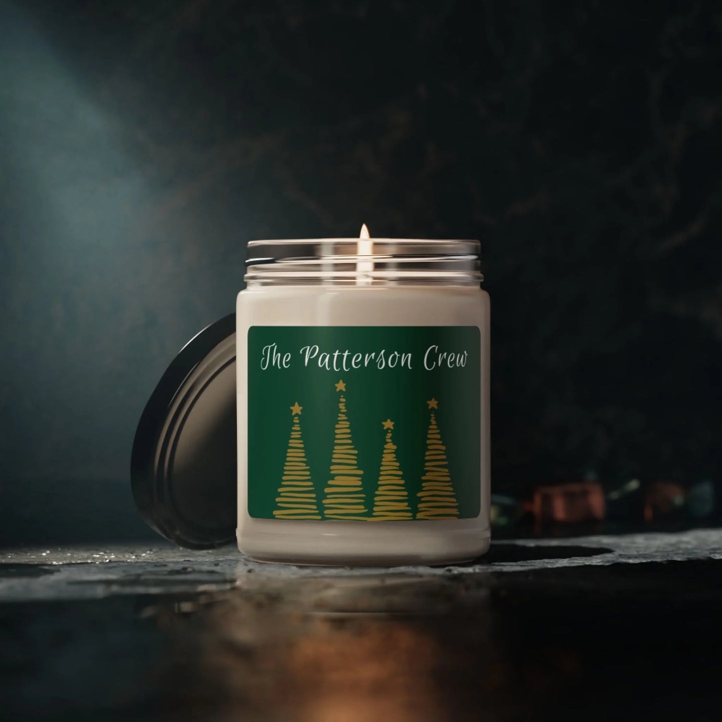 Holiday Swirl Tree Scented Candle - Lifestyle Green Personalized Moody