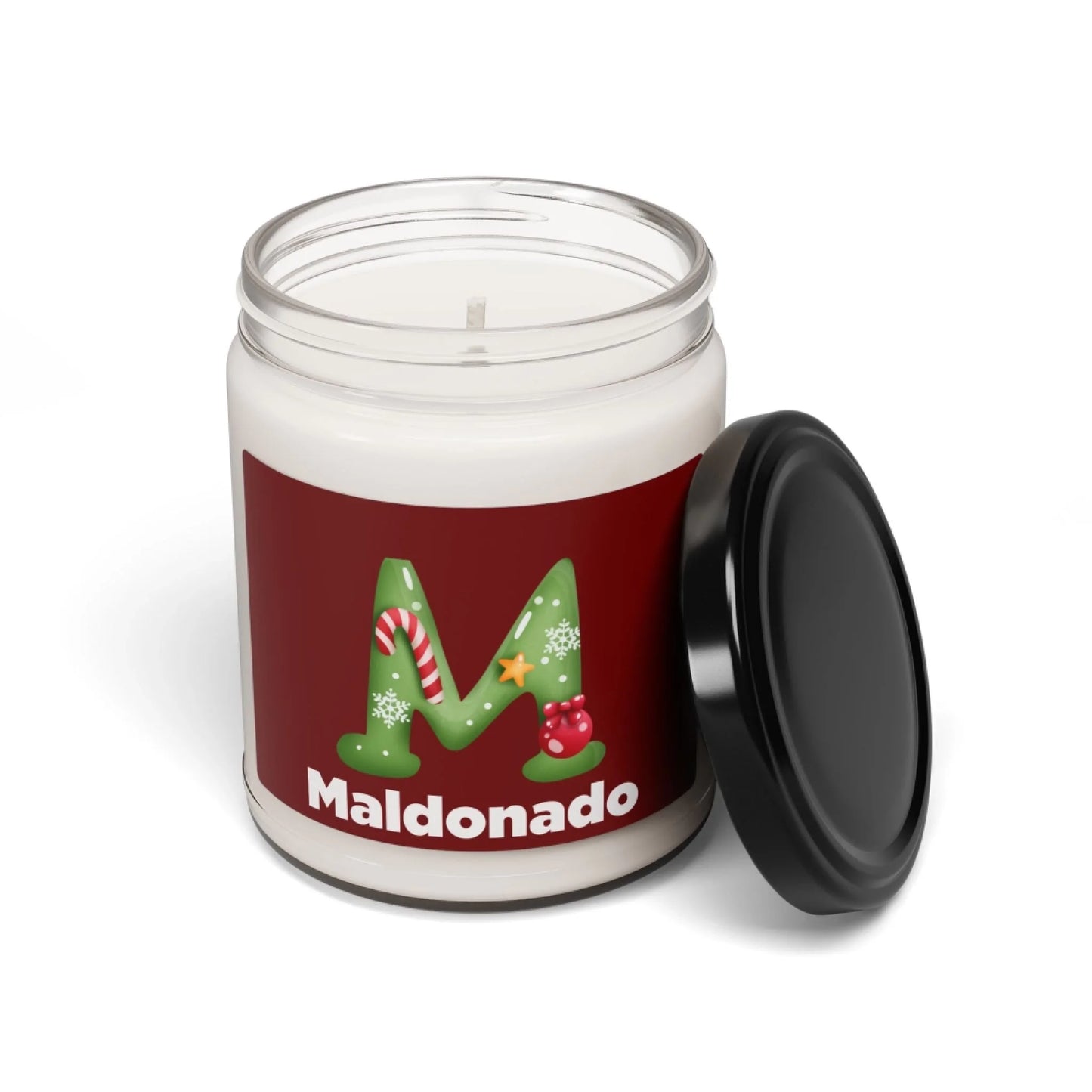 Christmas Family Monogram -Holiday Stripe Seamless Personalized Lid Off