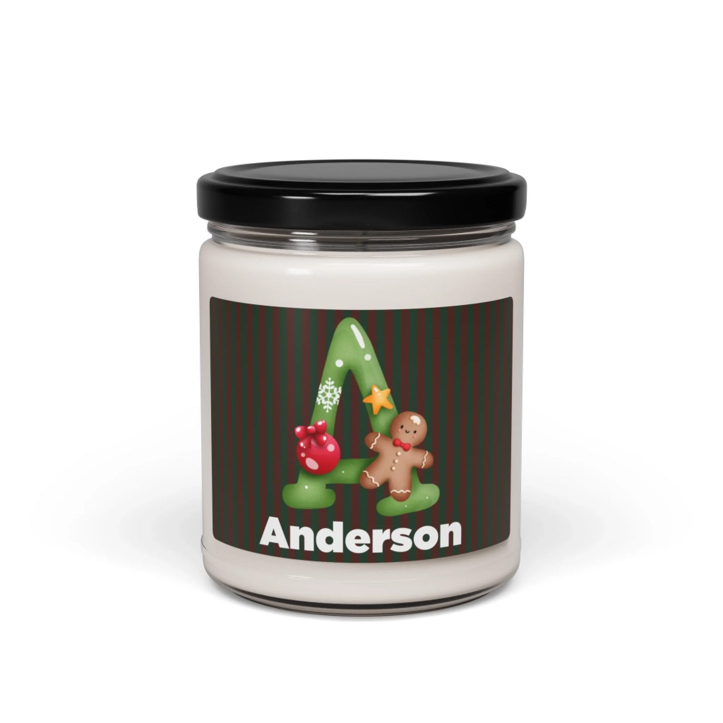 Christmas Family Monogram -Holiday Stripe Seamless Personalized