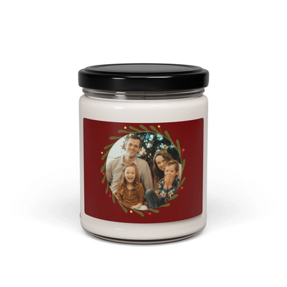 Holiday Photo Wreath Scented Soy Candle - Seamless Personalized Red