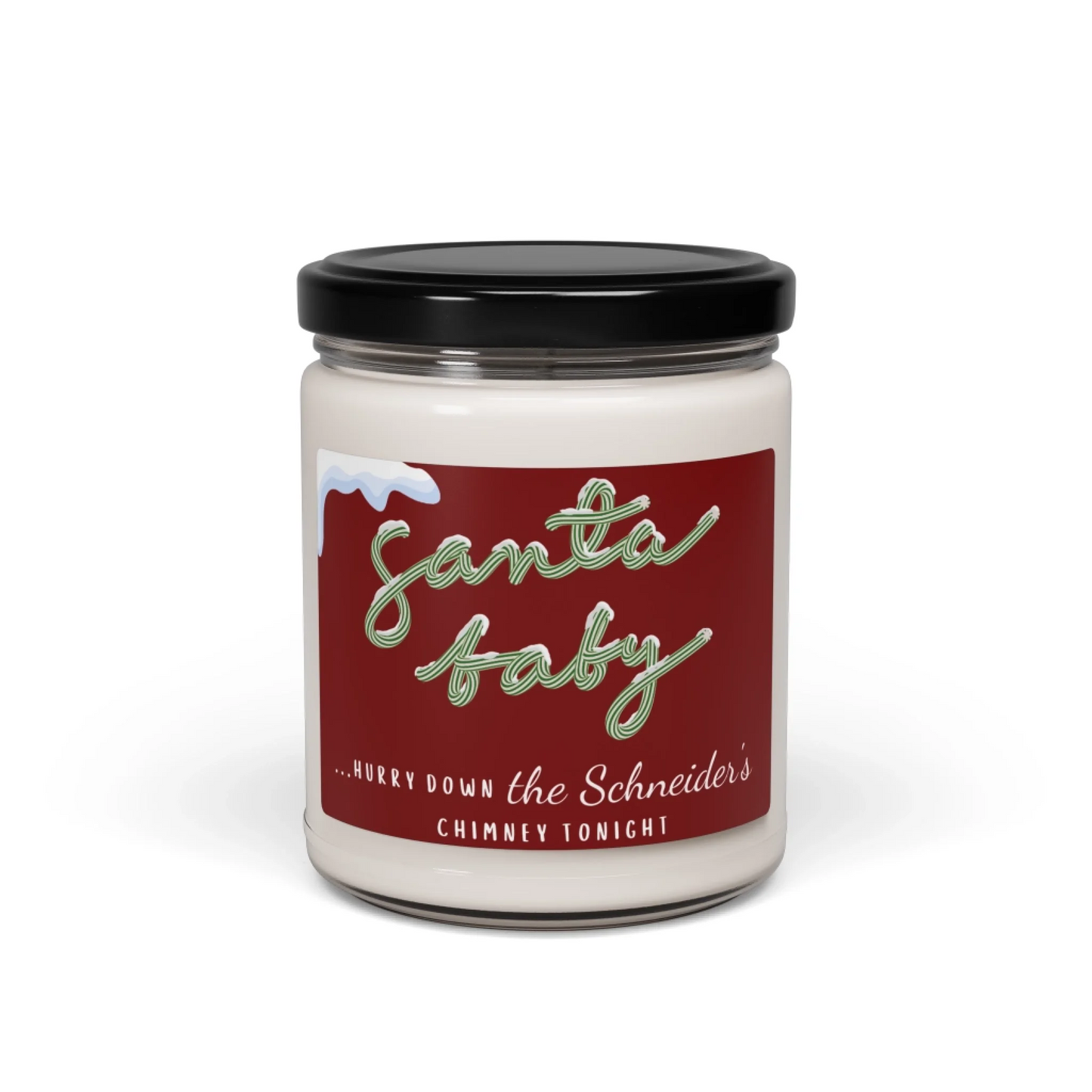 Santa Baby Scented Soy Candle - Personalized Seamless Art Red
