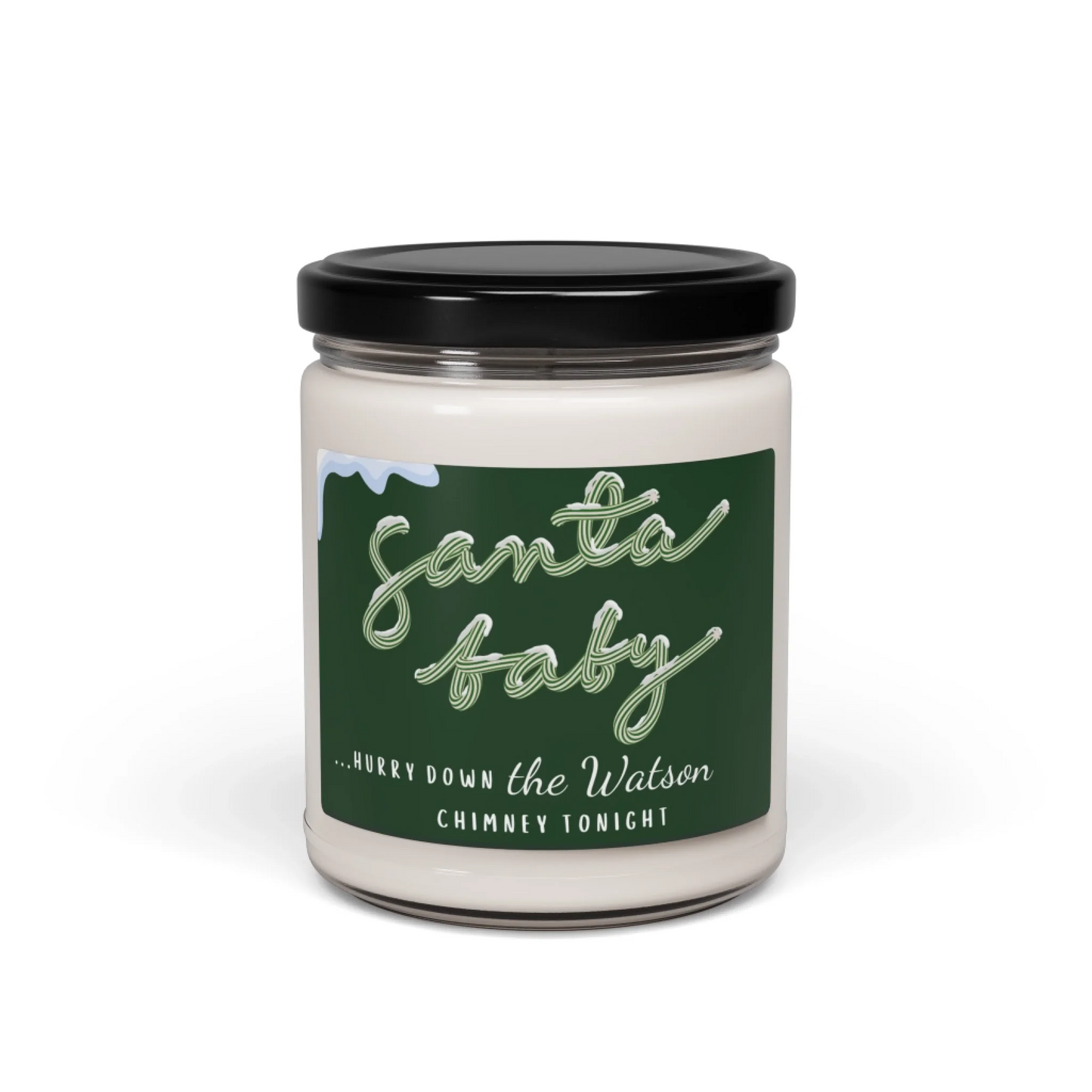 Santa Baby Scented Soy Candle - Personalized Seamless Art Green