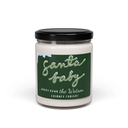 Santa Baby Scented Soy Candle - Personalized Seamless Art Green