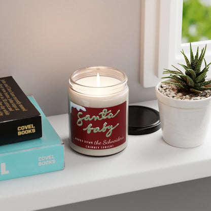 Santa Baby Scented Soy Candle - Personalized Lifestyle Art Red Shelf