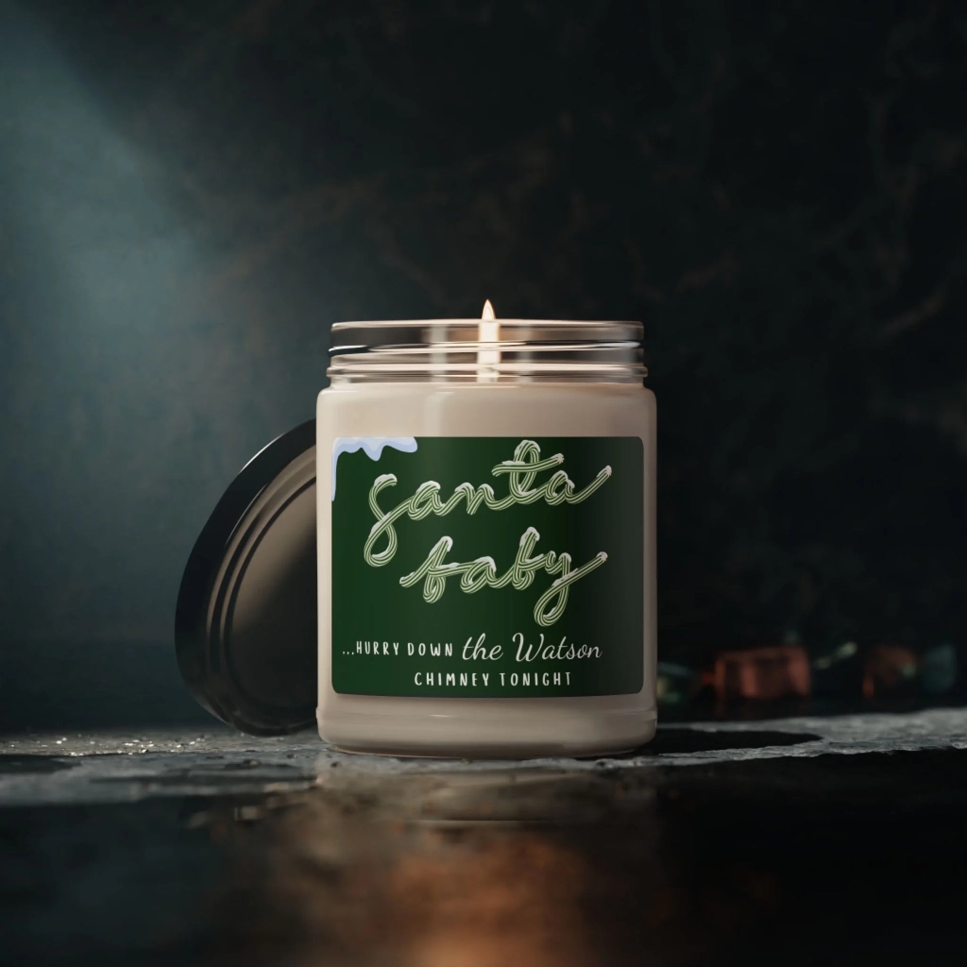 Santa Baby Scented Soy Candle - Personalized Lifestyle Art Green Moody