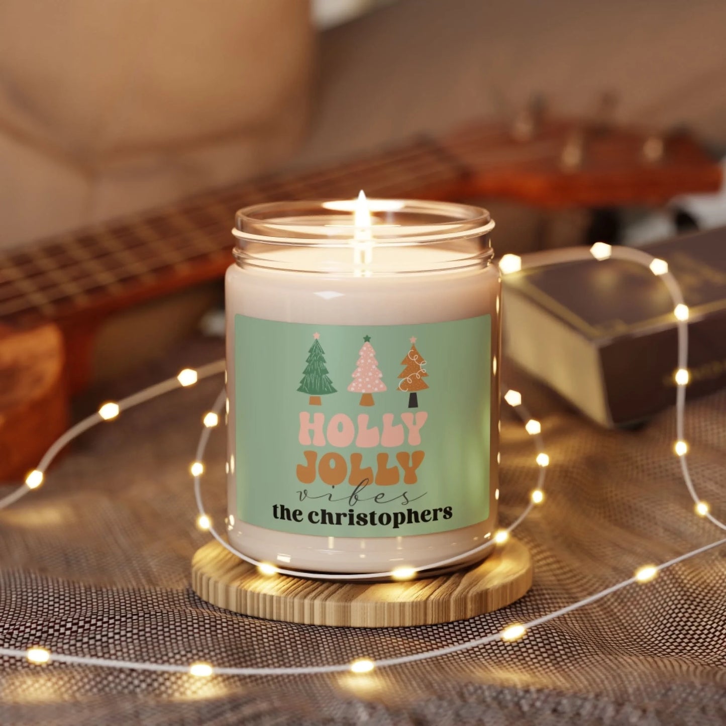 Holly Jolly Vibes Scented Soy Candle - Personalized Lifestyle Twinkle