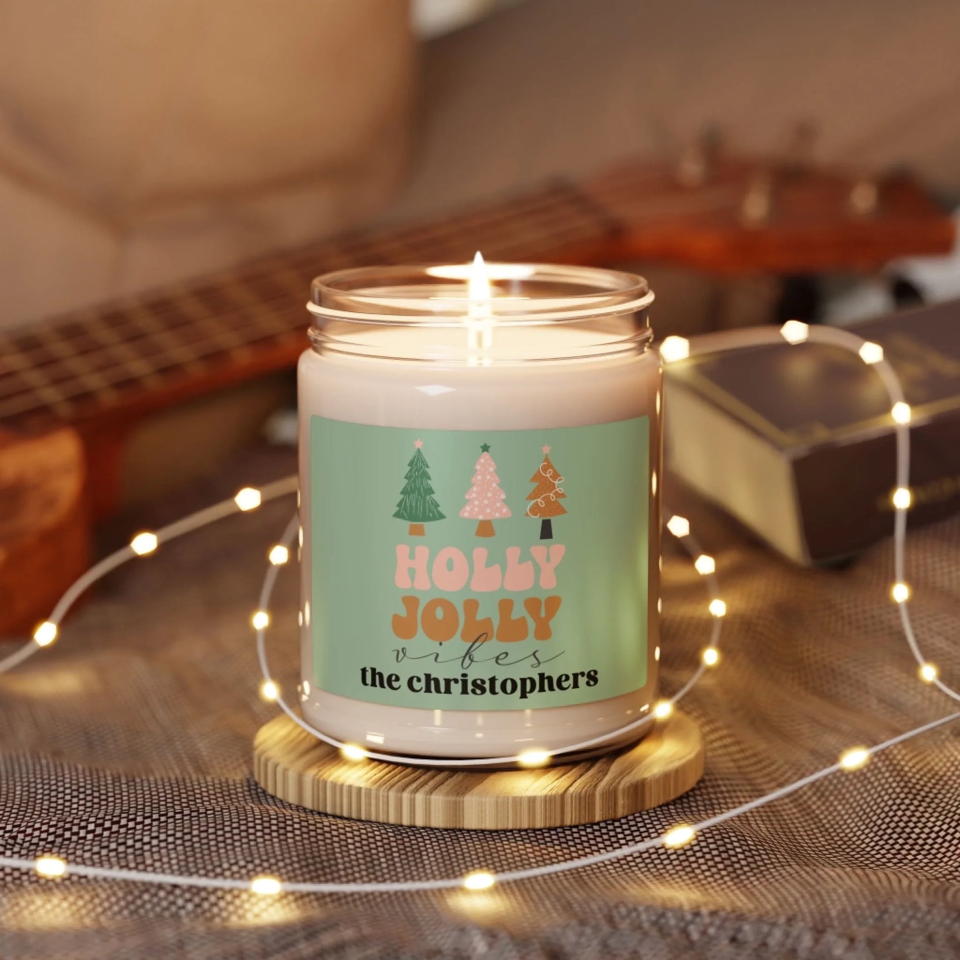 Holly Jolly Vibes Scented Soy Candle - Personalized Lifestyle Twinkle