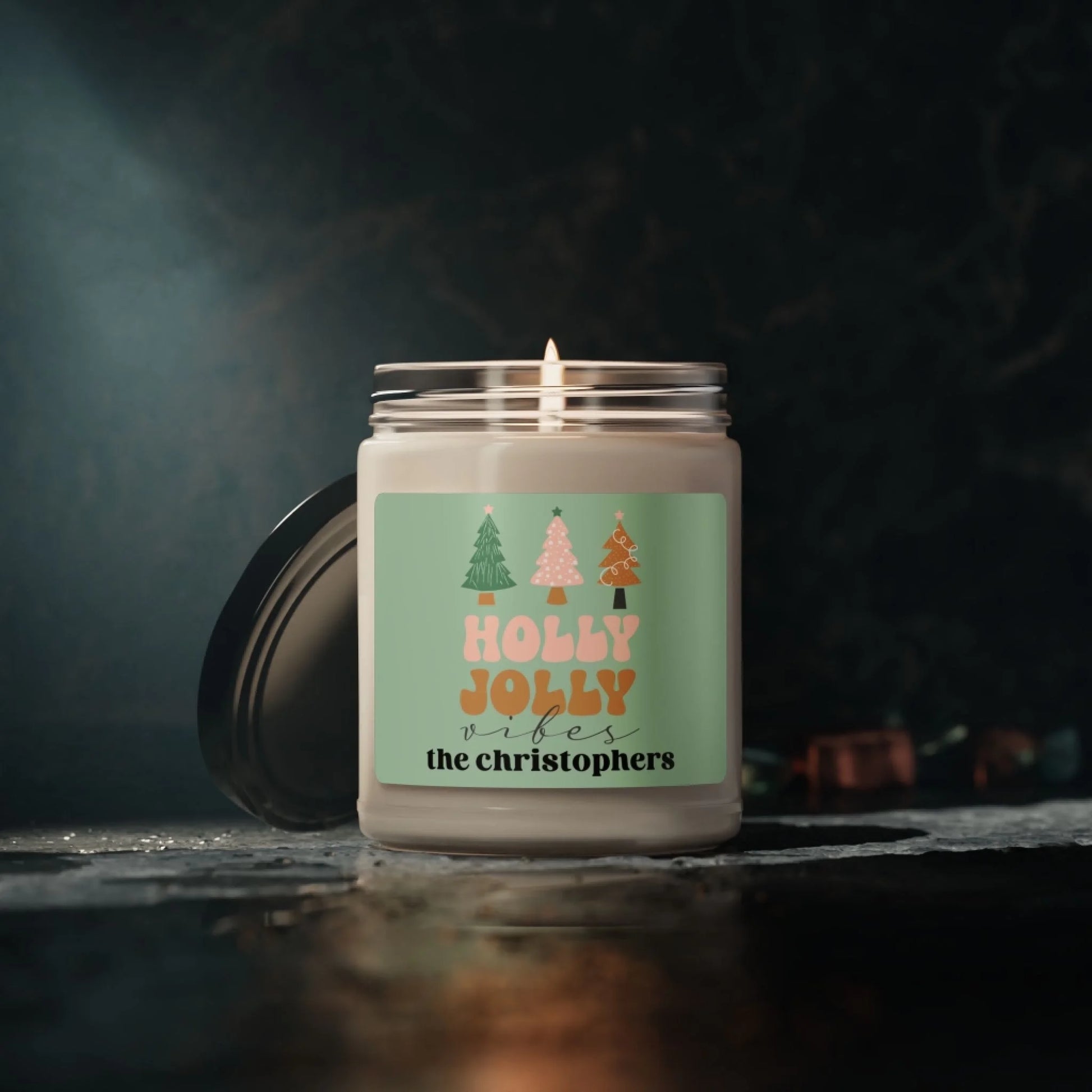 Holly Jolly Vibes Scented Soy Candle - Personalized Lifestyle Moody