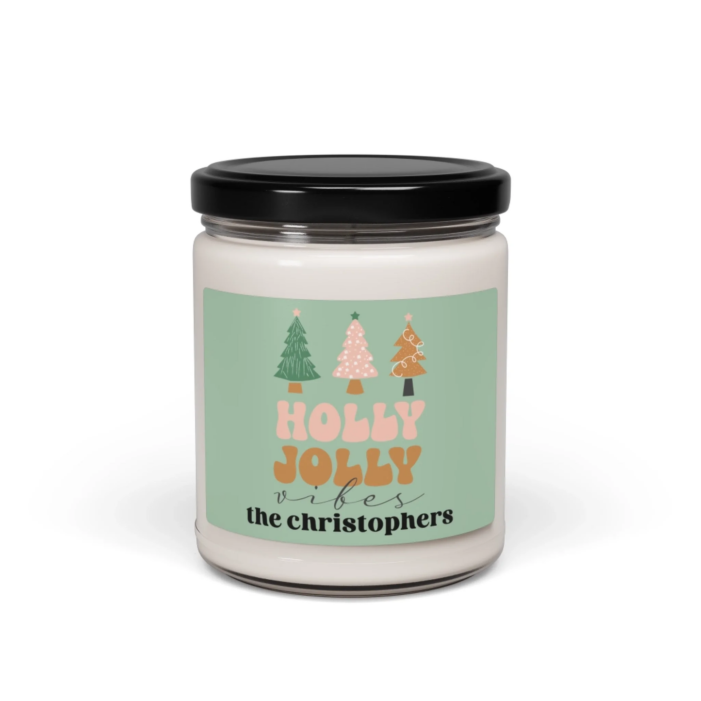 Holly Jolly Vibes Scented Soy Candle - Personalized Seamless