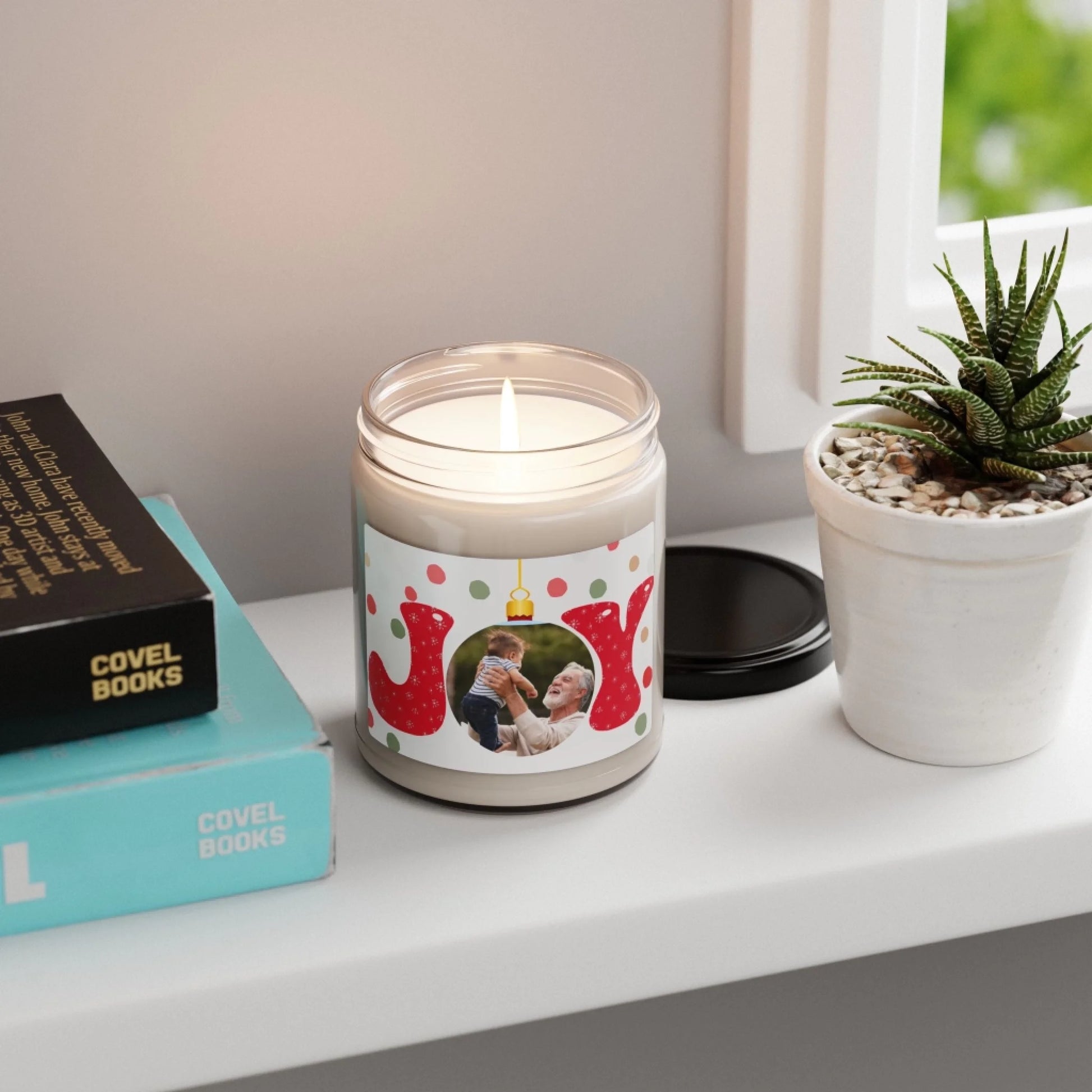 Joy Photo Message Scented Soy Candle - Lifestyle Shelf