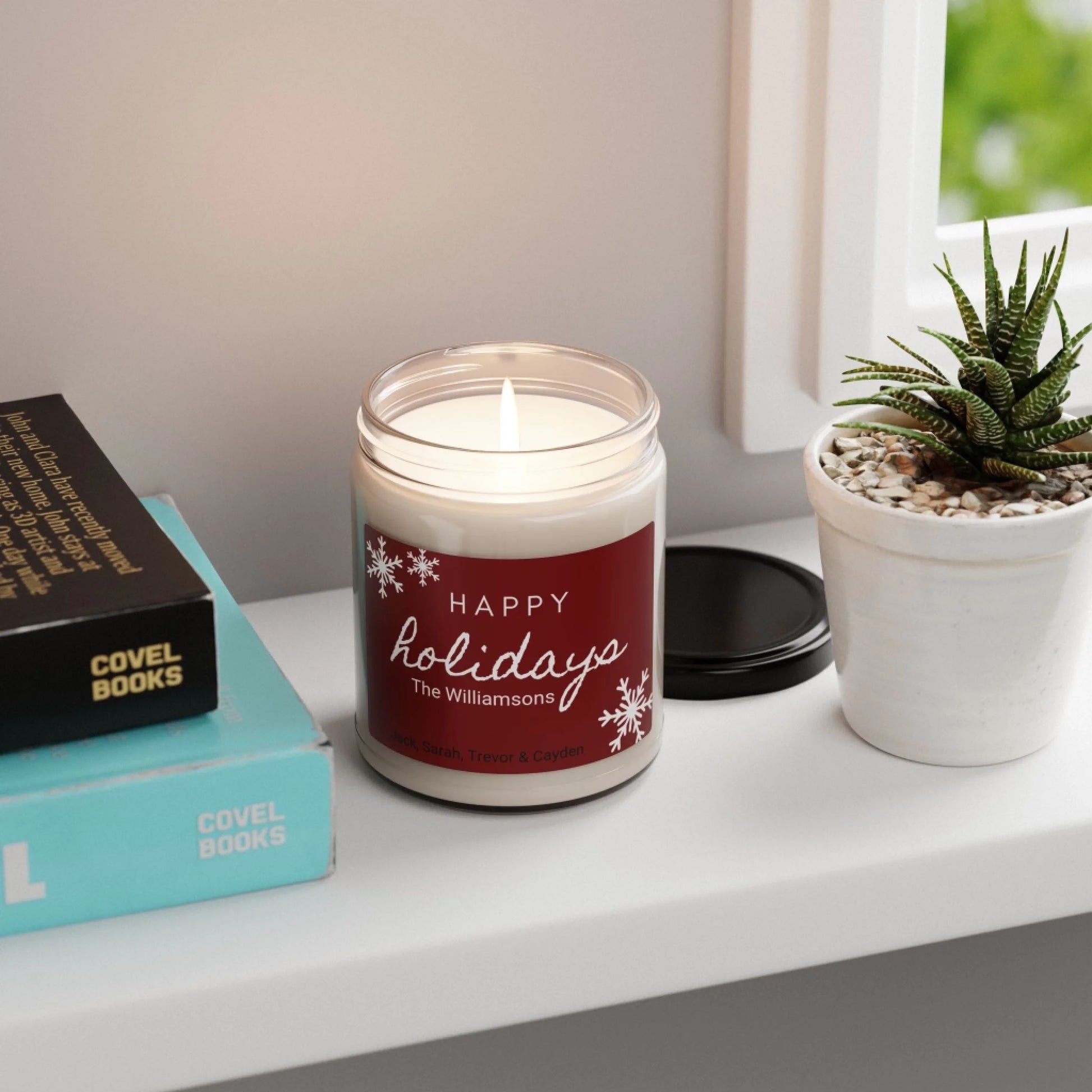 Holiday Greetings Scented Soy Candle - Red - Personalized Lifestyle Shelf