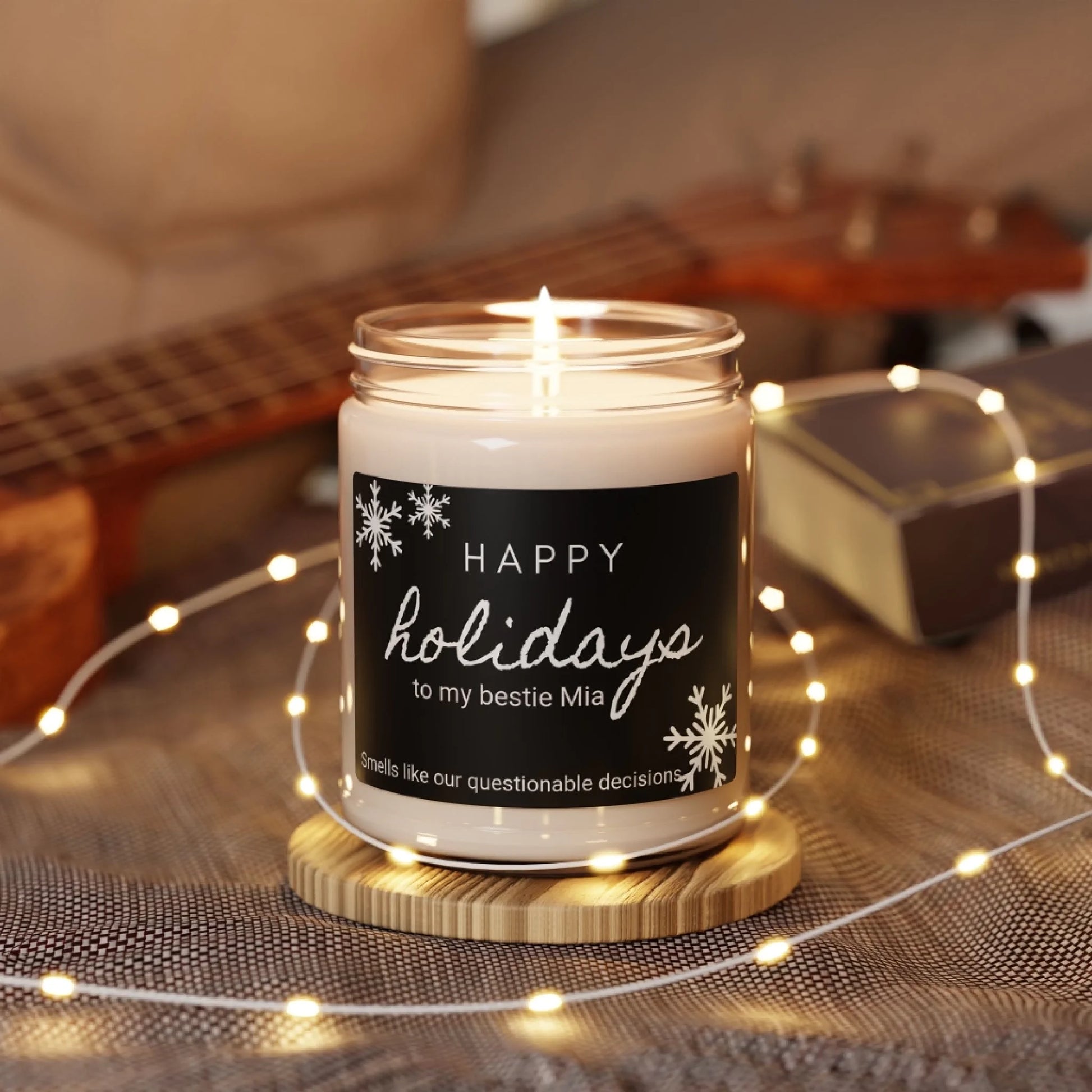Holiday Greetings Scented Soy Candle - Black - Personalized Lifestyle Twinkle