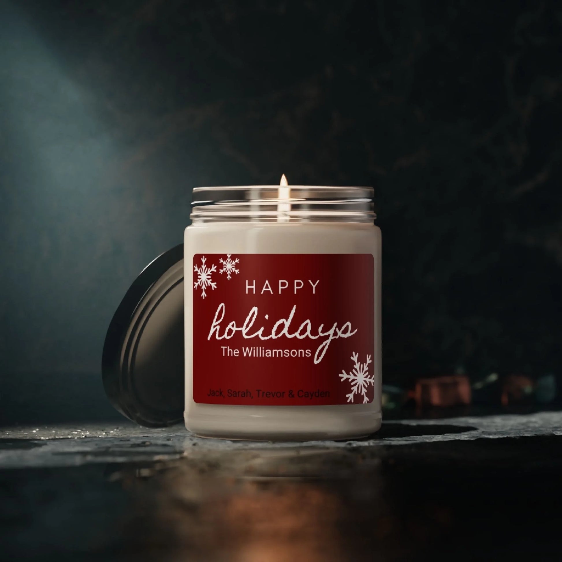 Holiday Greetings Scented Soy Candle - Black - Personalized Lifestyle Moody