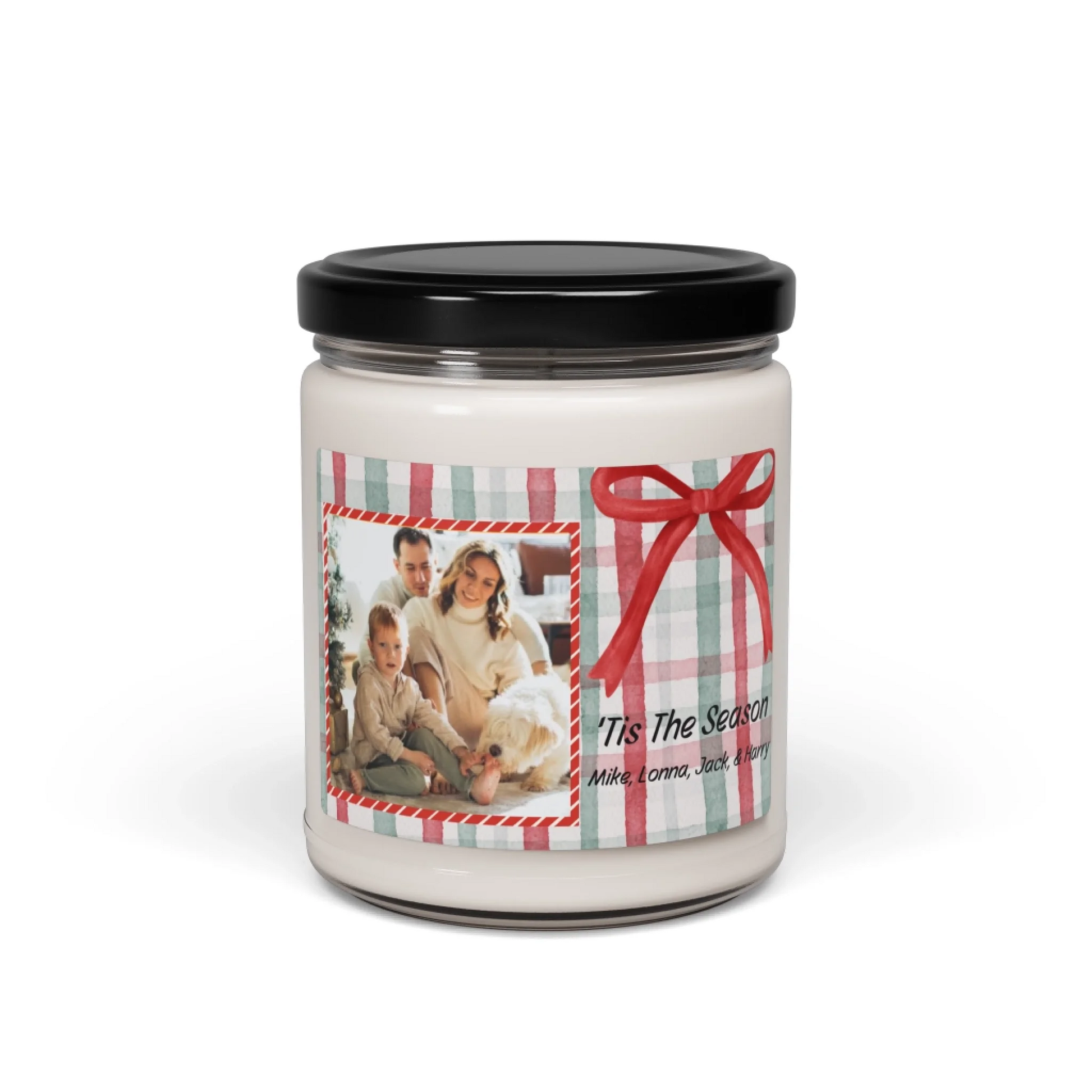 Plaid Photo Present Scented Candle - Personalized Seamless