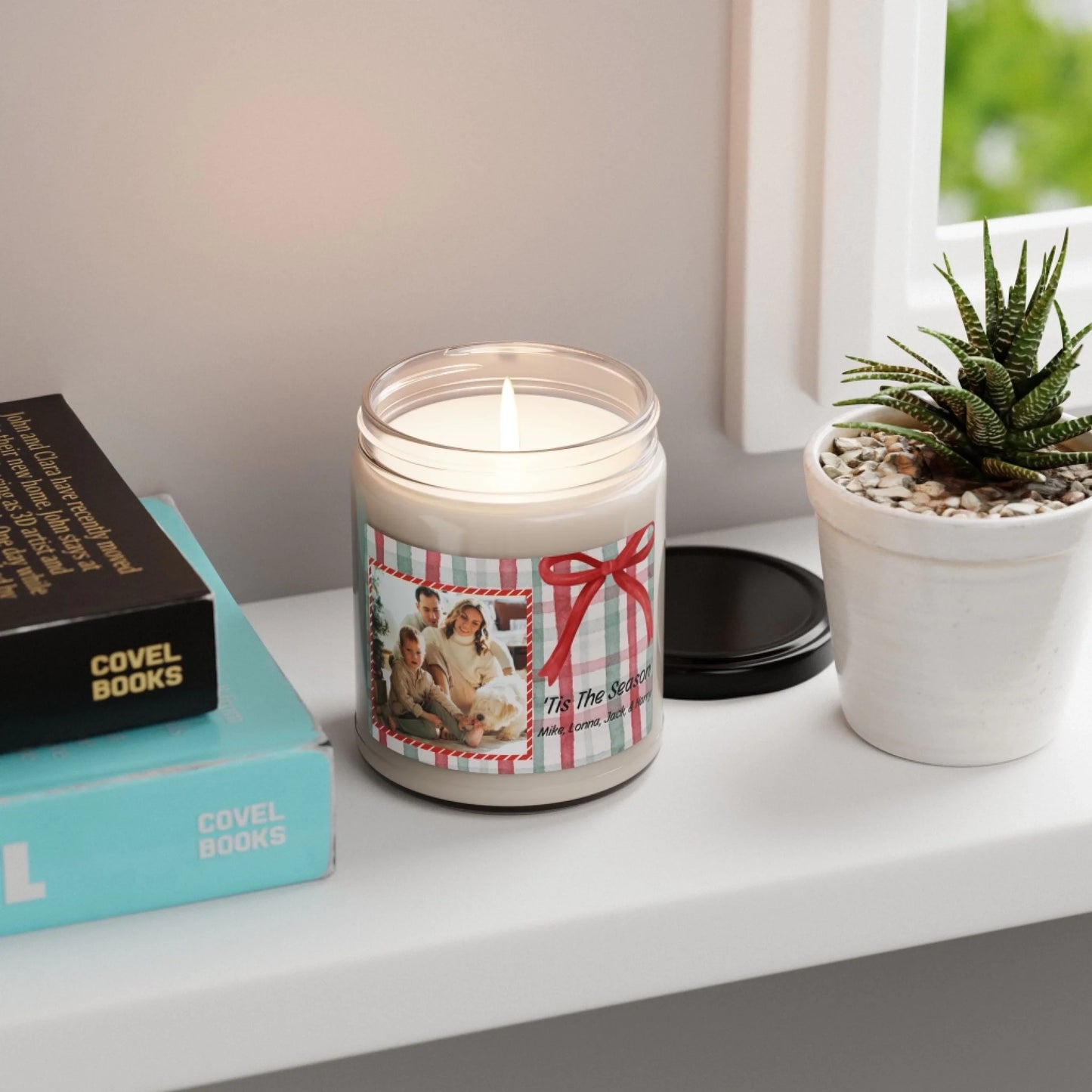 Plaid Photo Present Scented Candle - Personalized Lifestyle Shelf