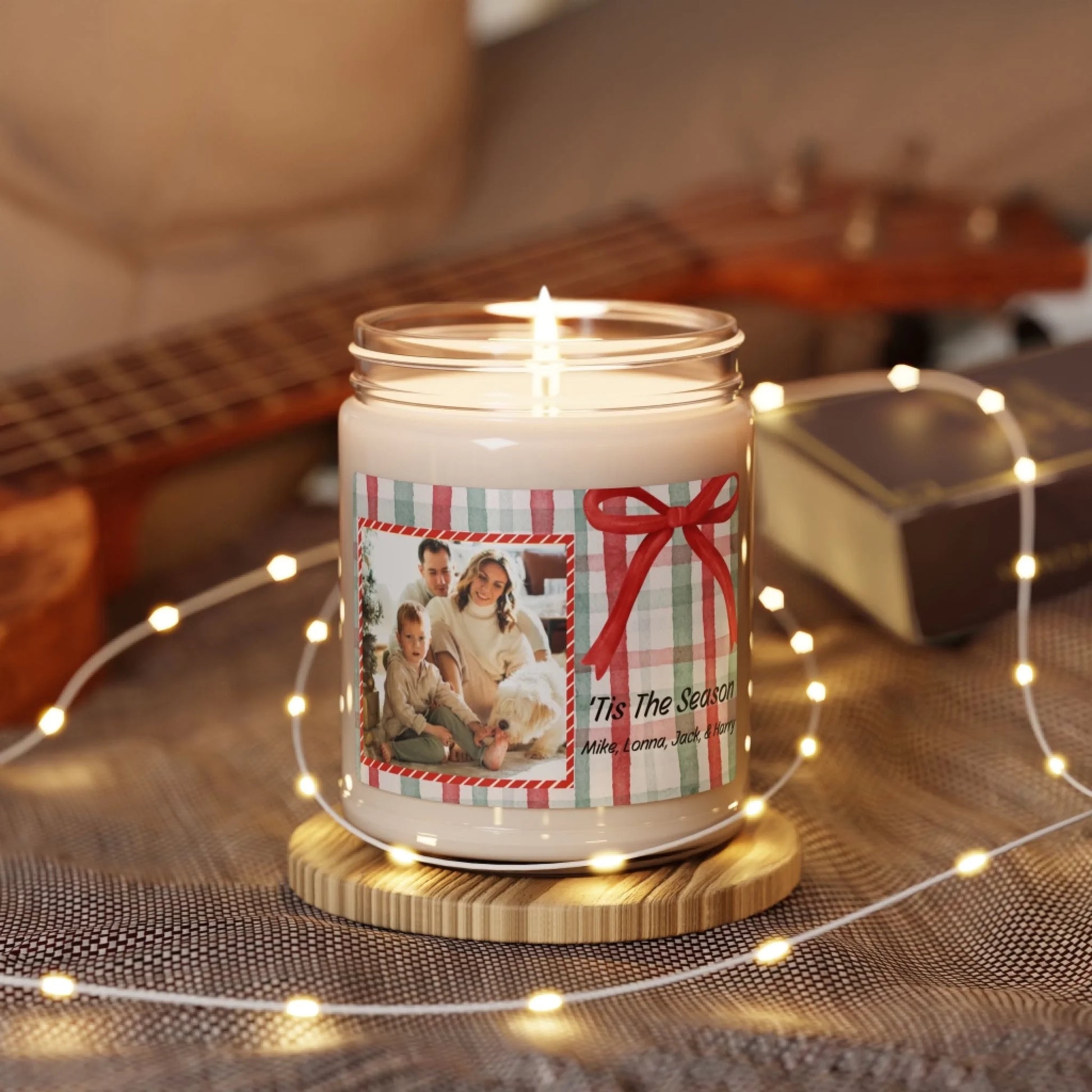 Plaid Photo Present Scented Candle - Personalized Lifestyle Twinkle