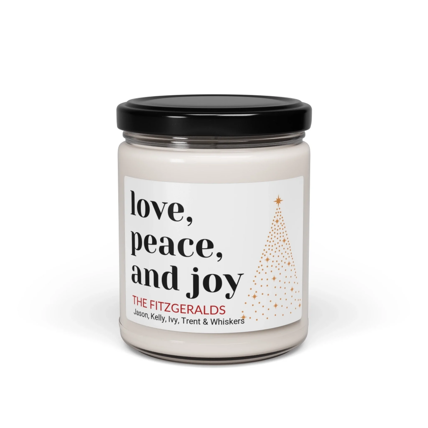 Love, Peace, Joy Scented Soy Candle - Seamless White