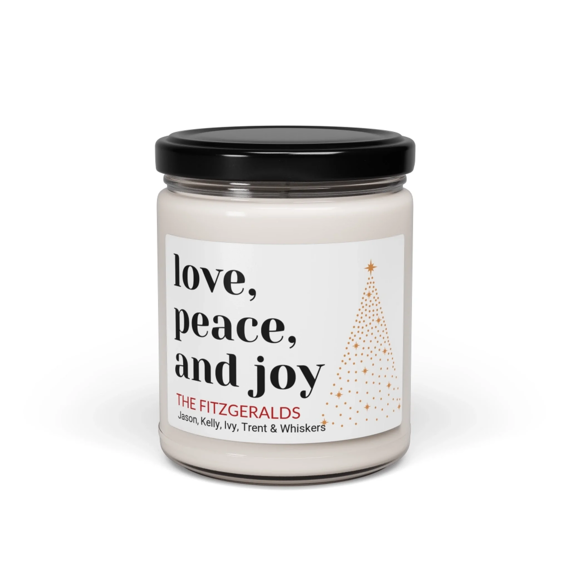 Love, Peace, Joy Scented Soy Candle - Seamless White