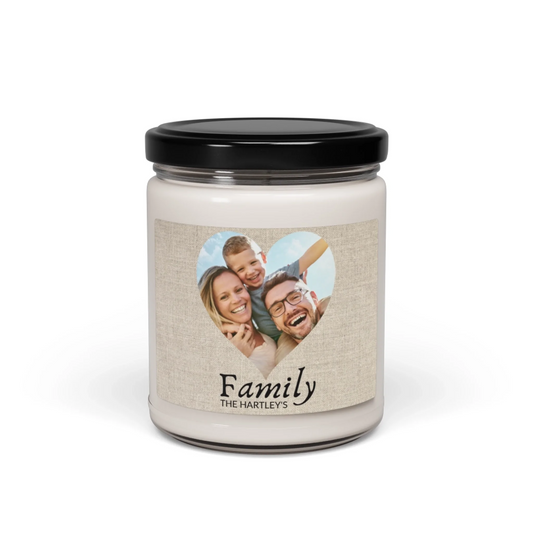 Heart Family Photo Scented Soy Candle - Seamless