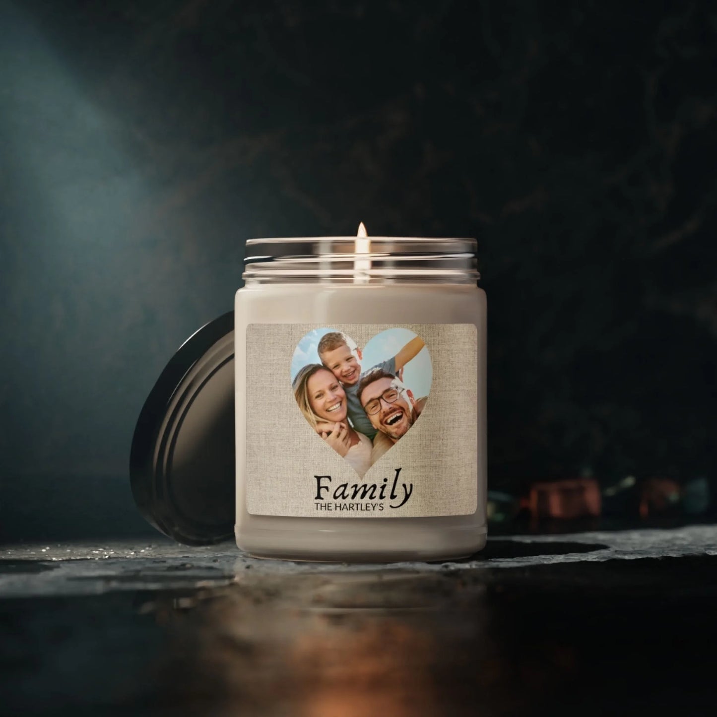 Heart Family Photo Scented Soy Candle - Lifestyle Moody