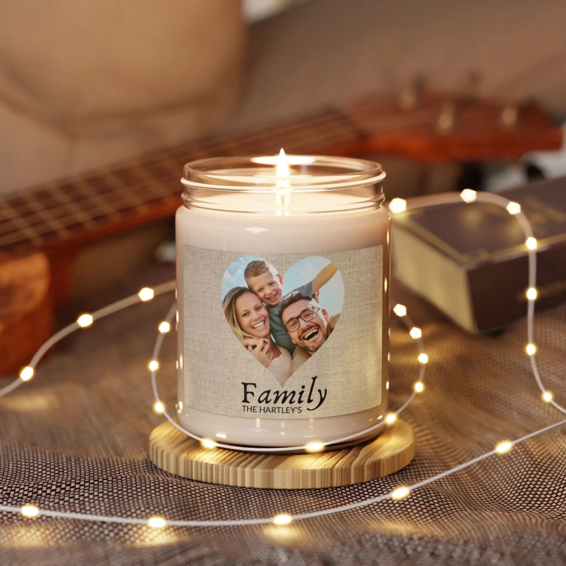 Heart Family Photo Scented Soy Candle - Lifestyle Twinkle