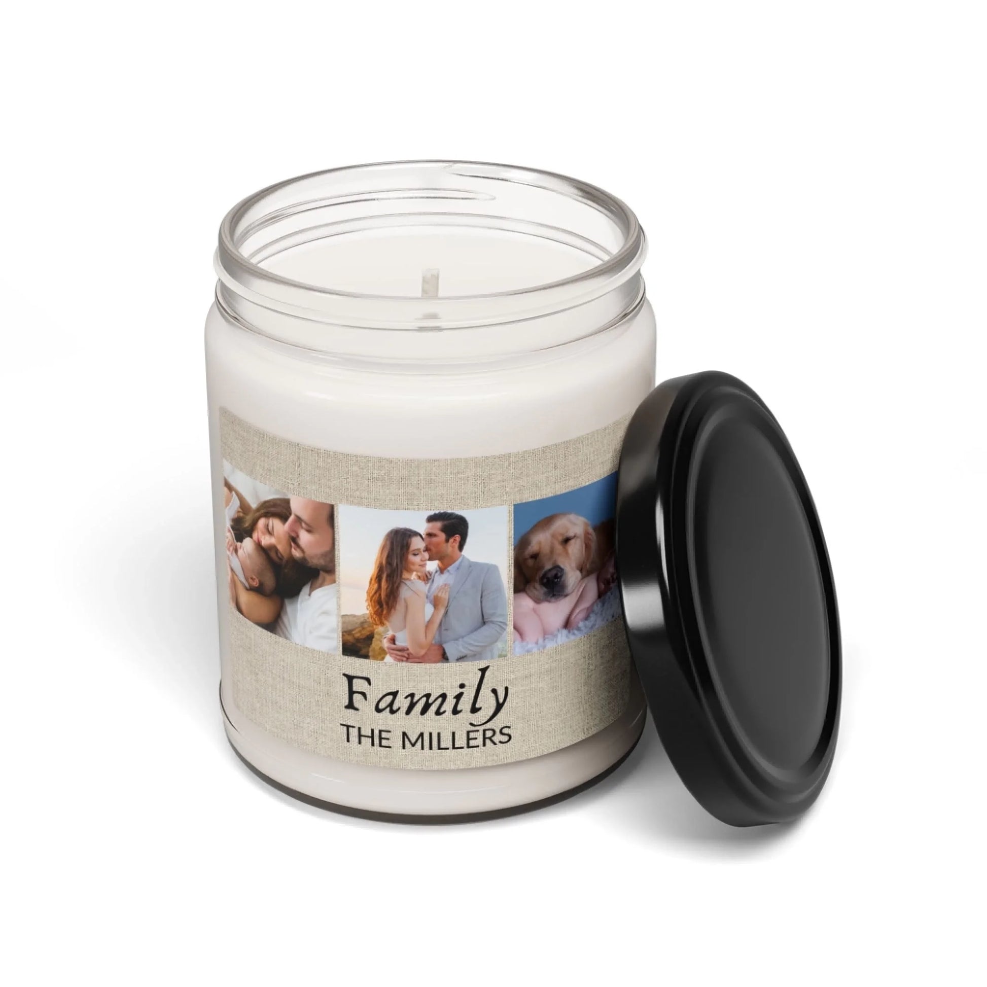 Family Trio Photo Scented Soy Candle - Seamless Lid