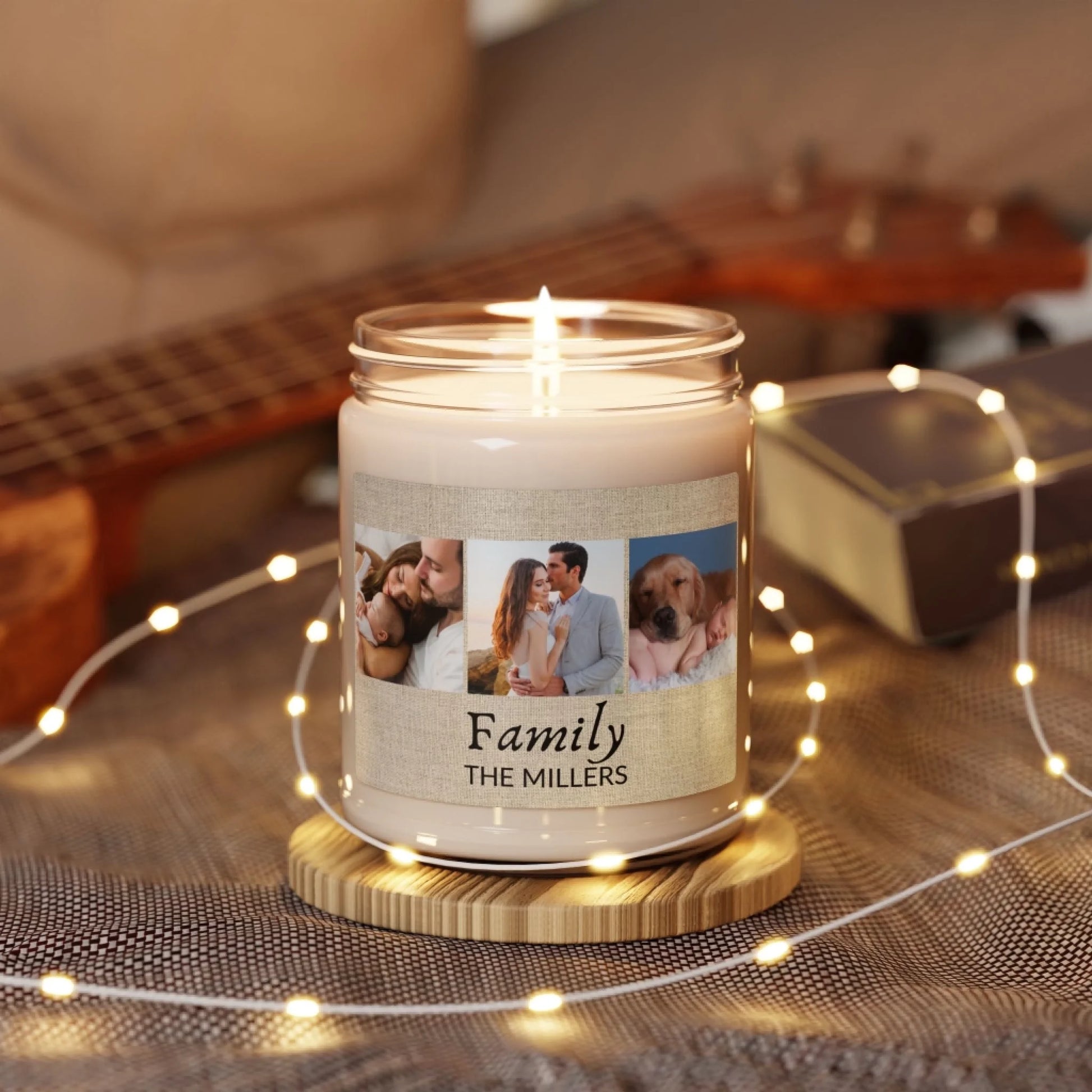 Family Trio Photo Scented Soy Candle - Lifestyle Twinkle