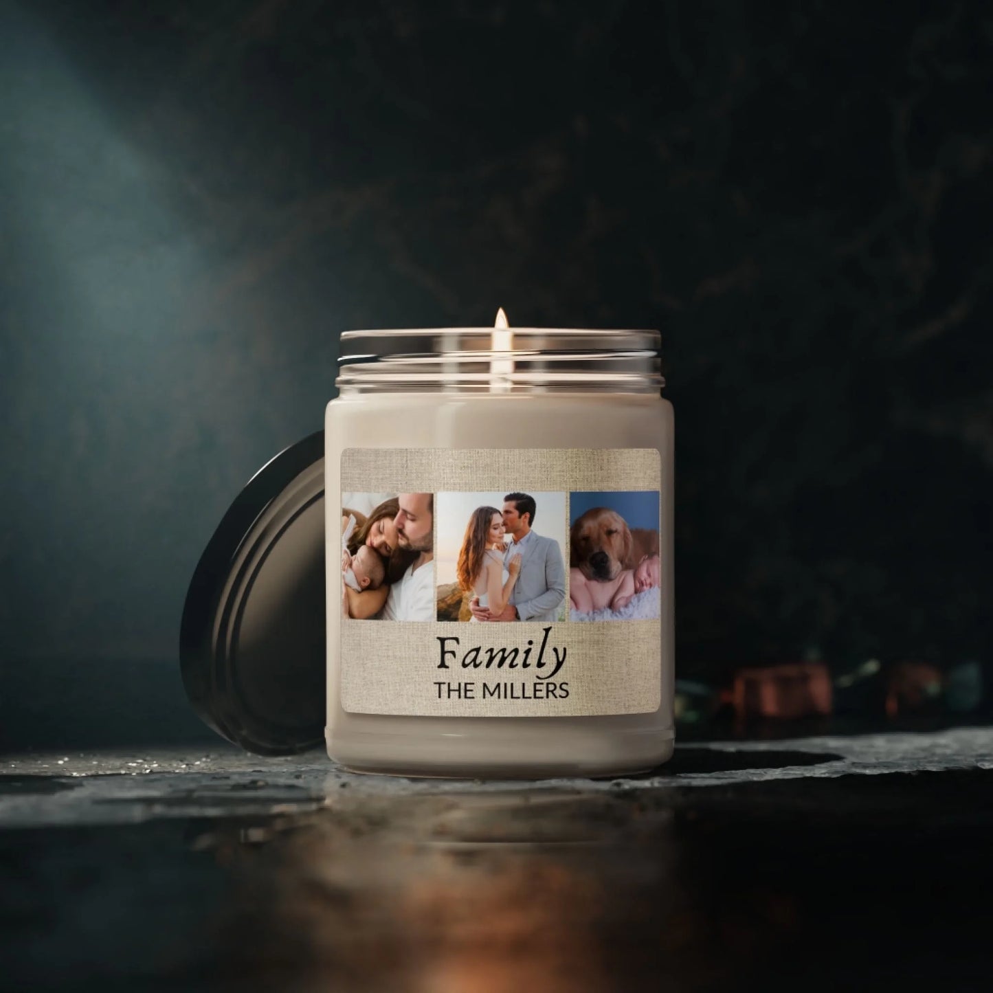 Family Trio Photo Scented Soy Candle - Lifestyle Moody