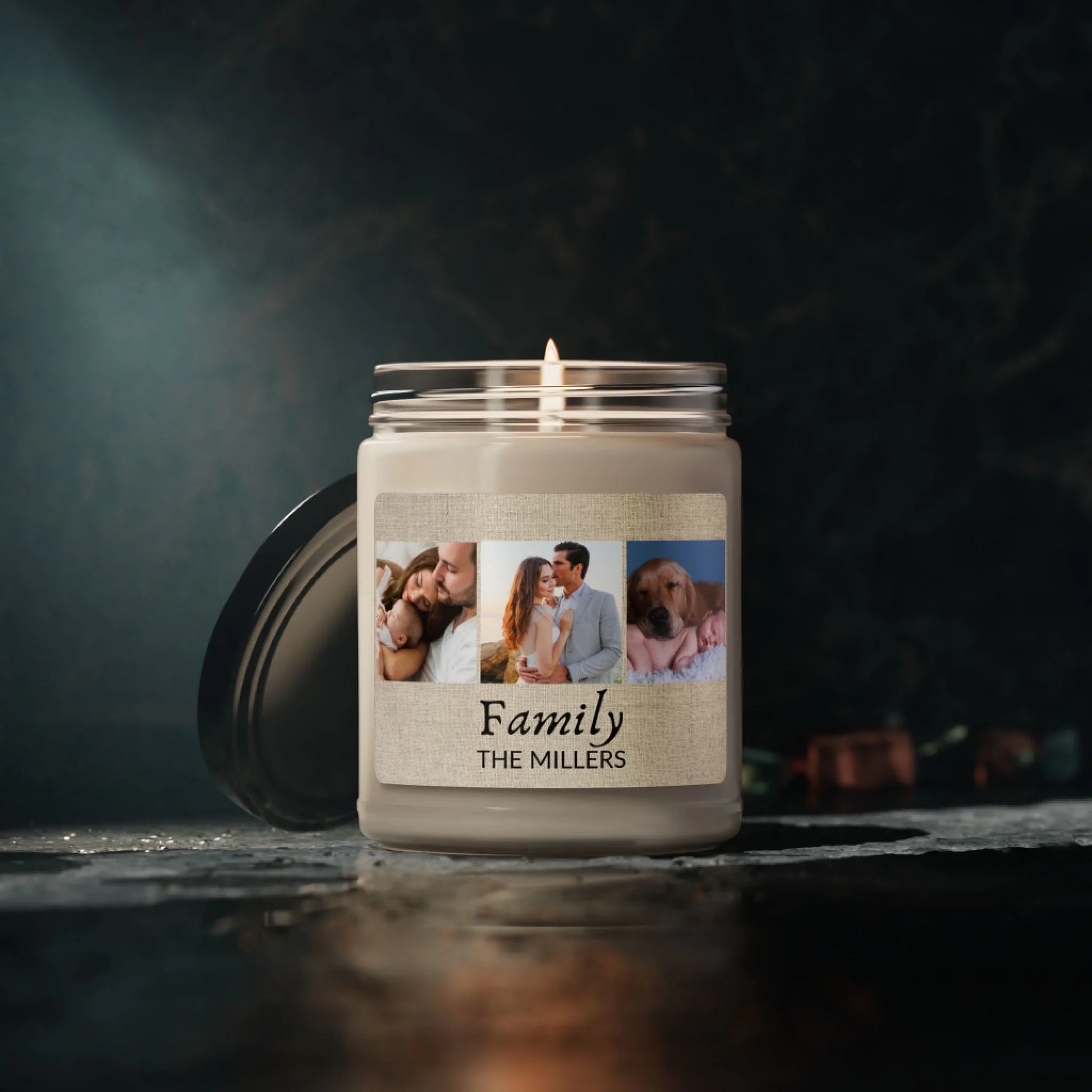 Family Trio Photo Scented Soy Candle - Lifestyle Moody