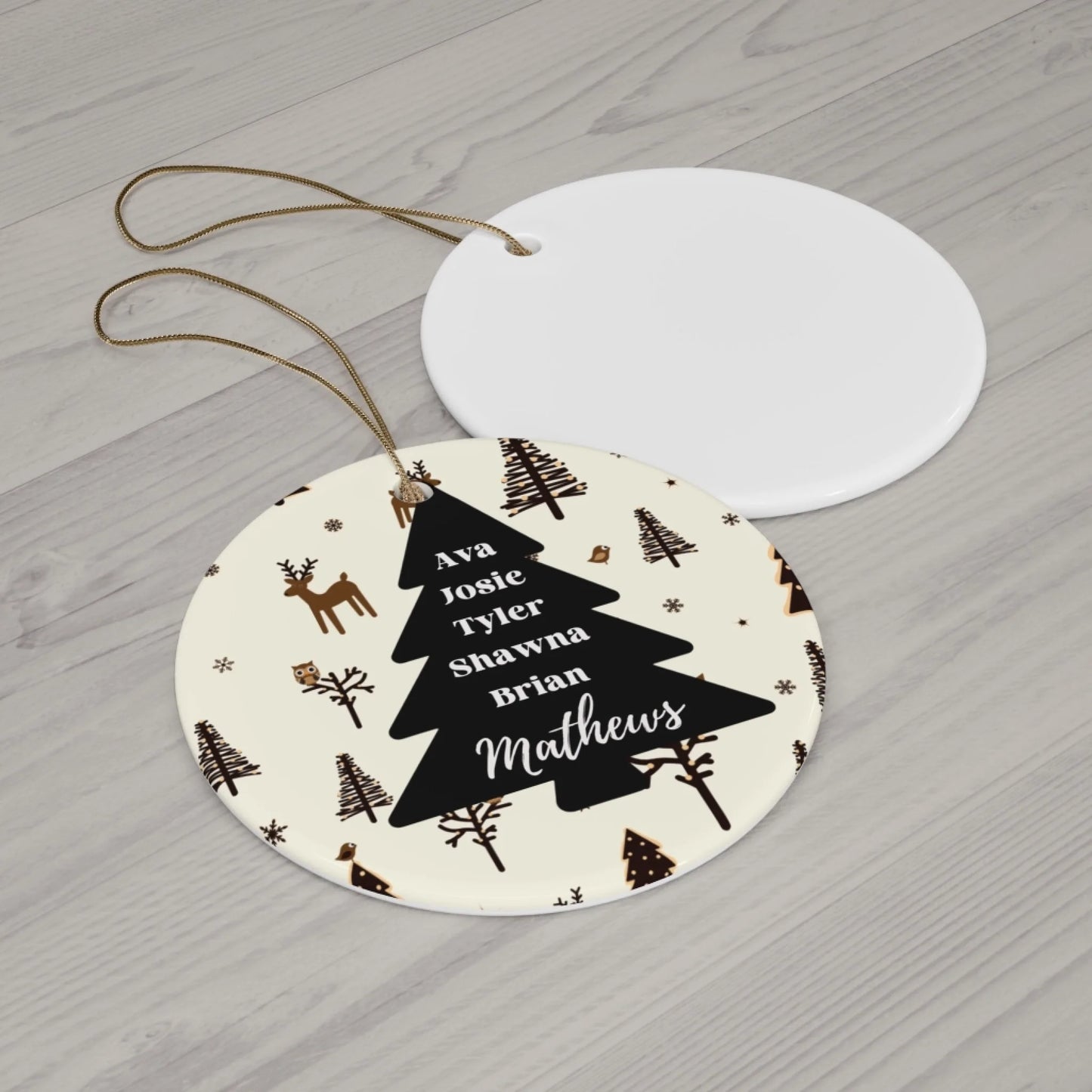 Our Christmas Tree Ceramic Ornament - Laydown Round