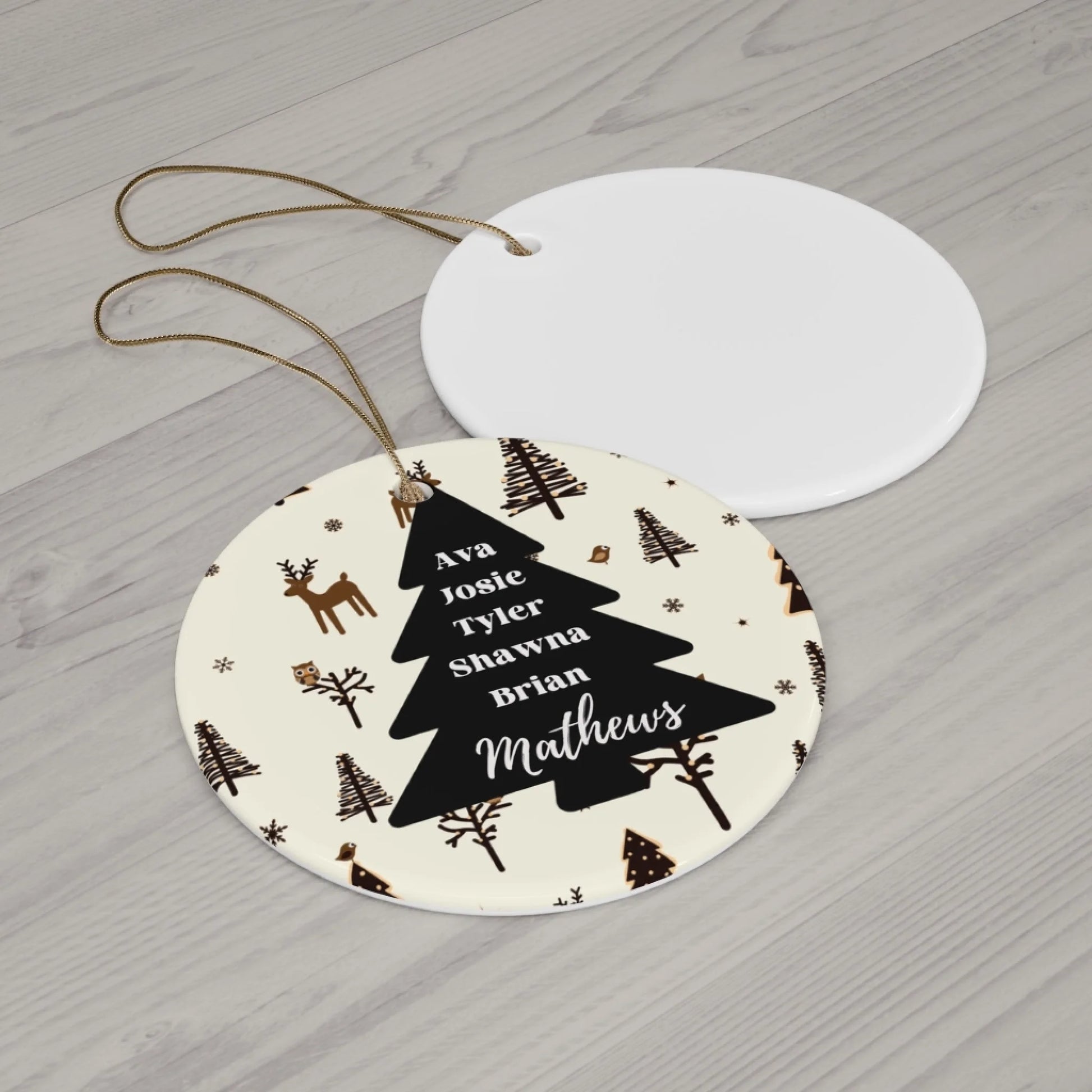 Our Christmas Tree Ceramic Ornament - Laydown Round