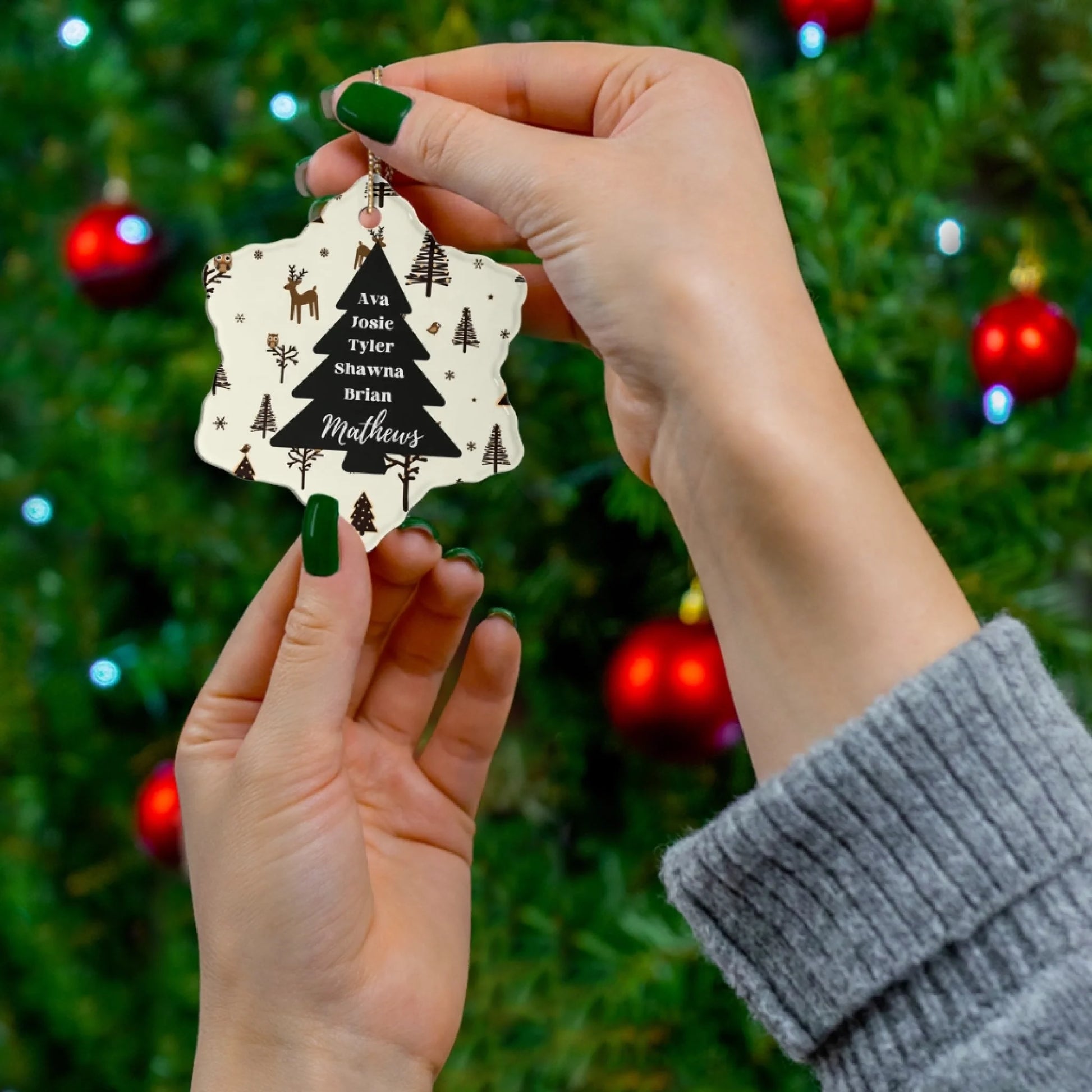 Our Christmas Tree Ceramic Ornament - Lifestyle Tree Snowflake