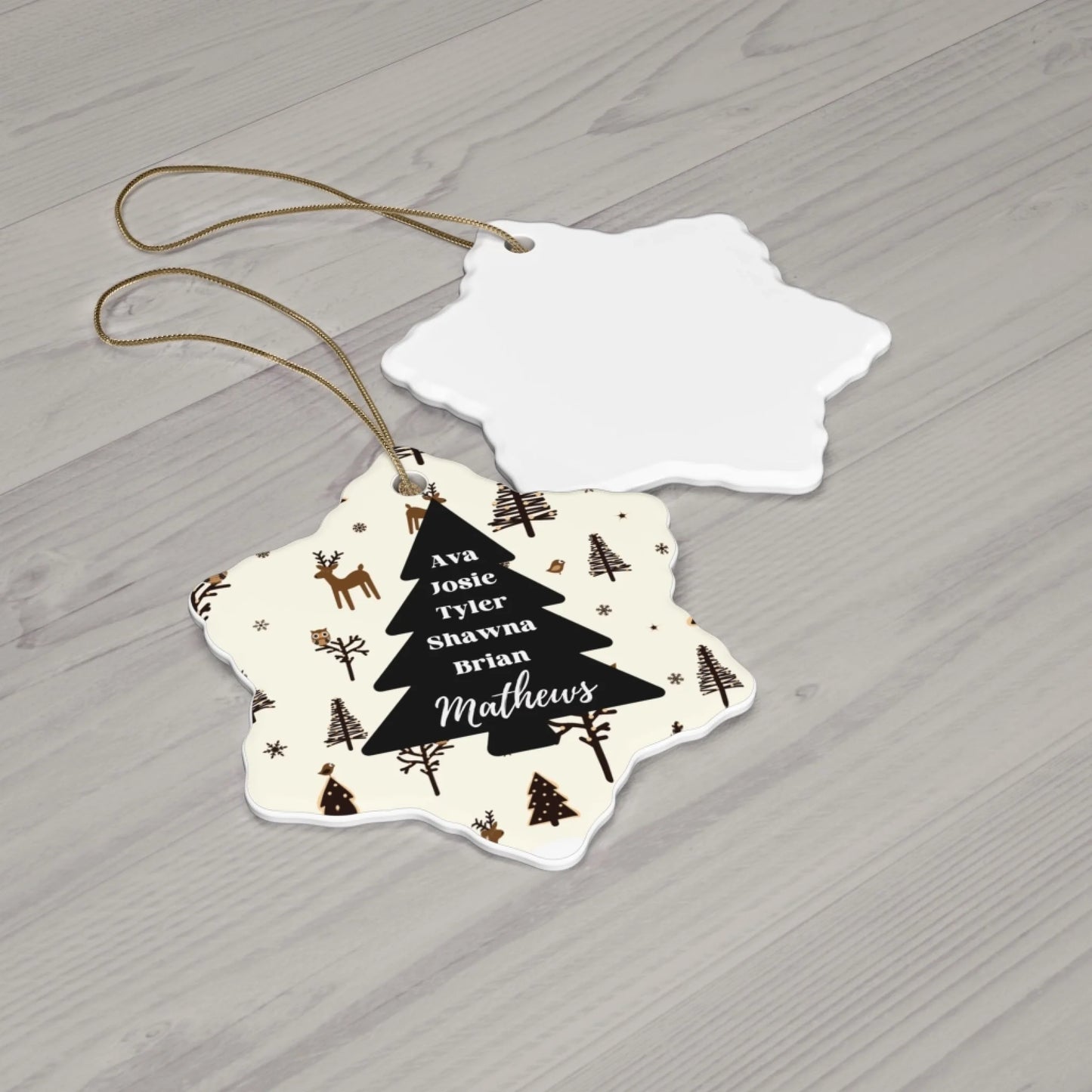 Our Christmas Tree Ceramic Ornament - Laydown Snowflake