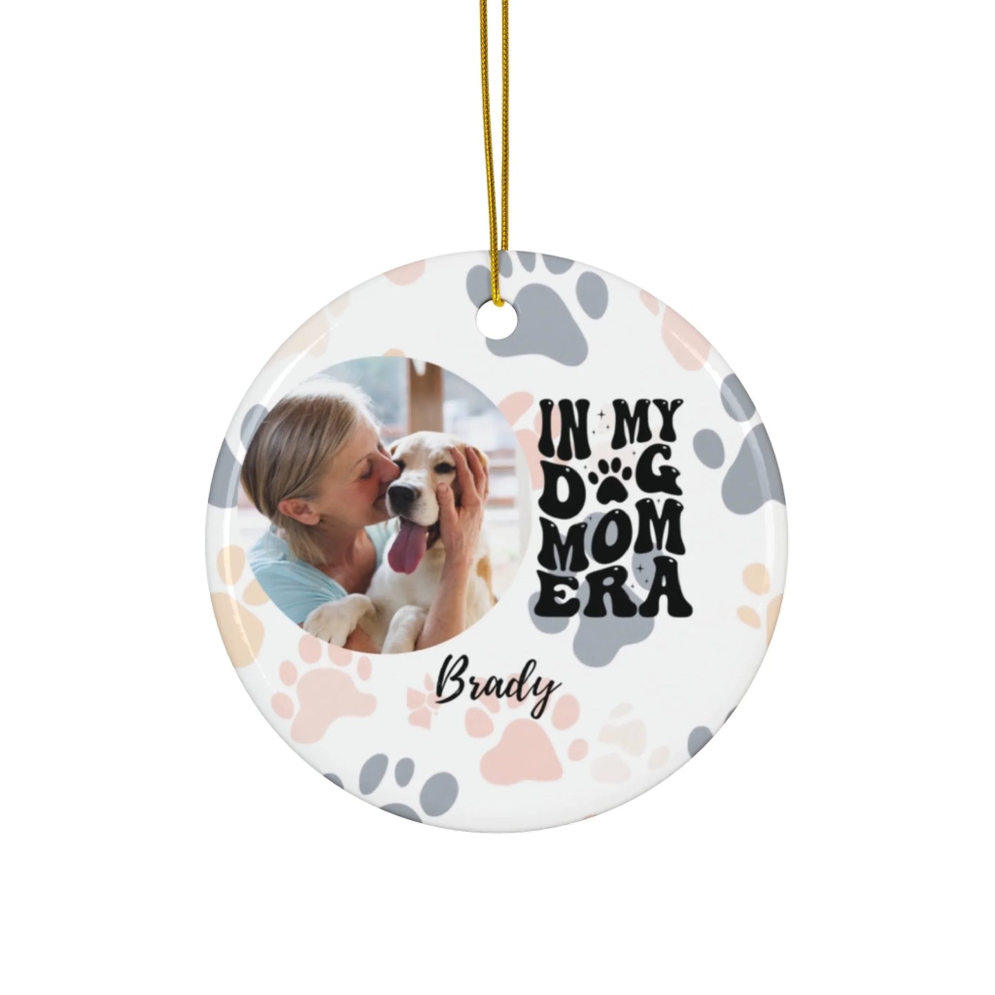 Dog Mom Era Ceramic Ornament - Round Seamless
