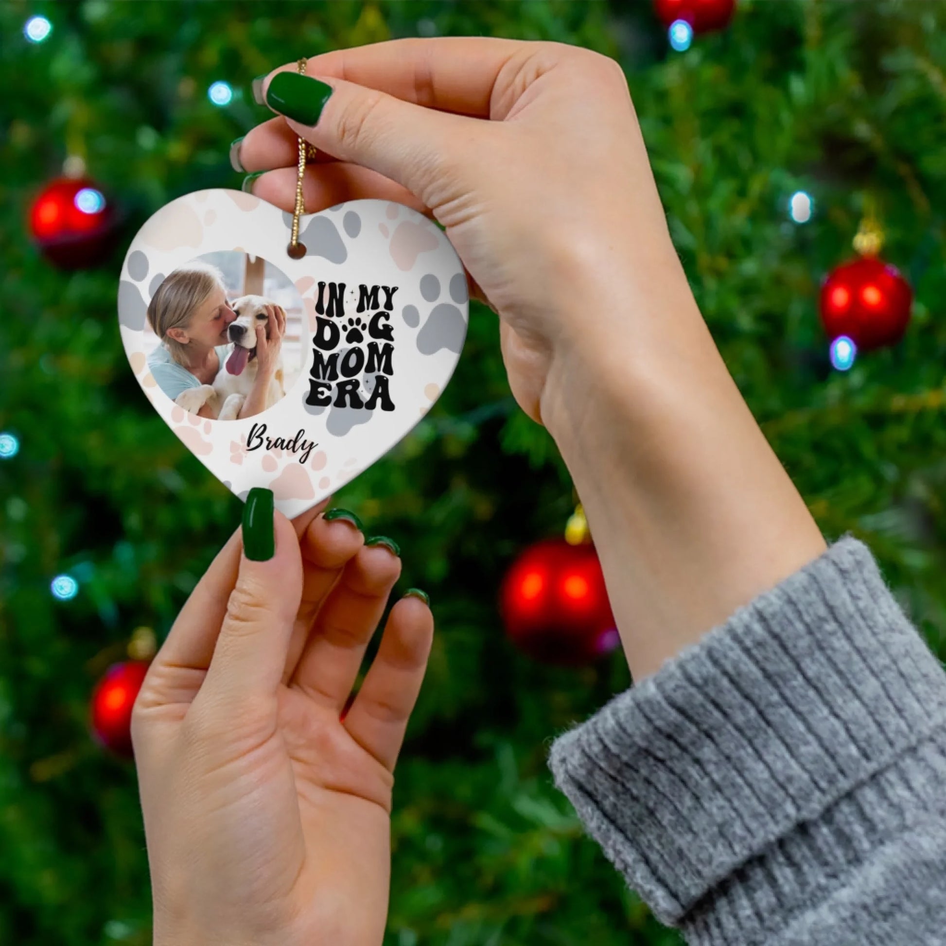 Dog Mom Era Photo Ceramic Ornament - Heart Tree