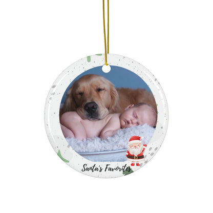 Santa's Favorites Photo Ceramic Ornament - Seamless Round