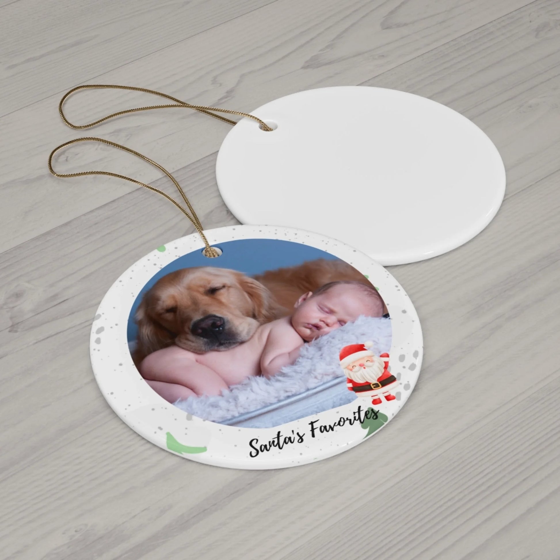Santa's Favorites Photo Ceramic Ornament - Laydown Round
