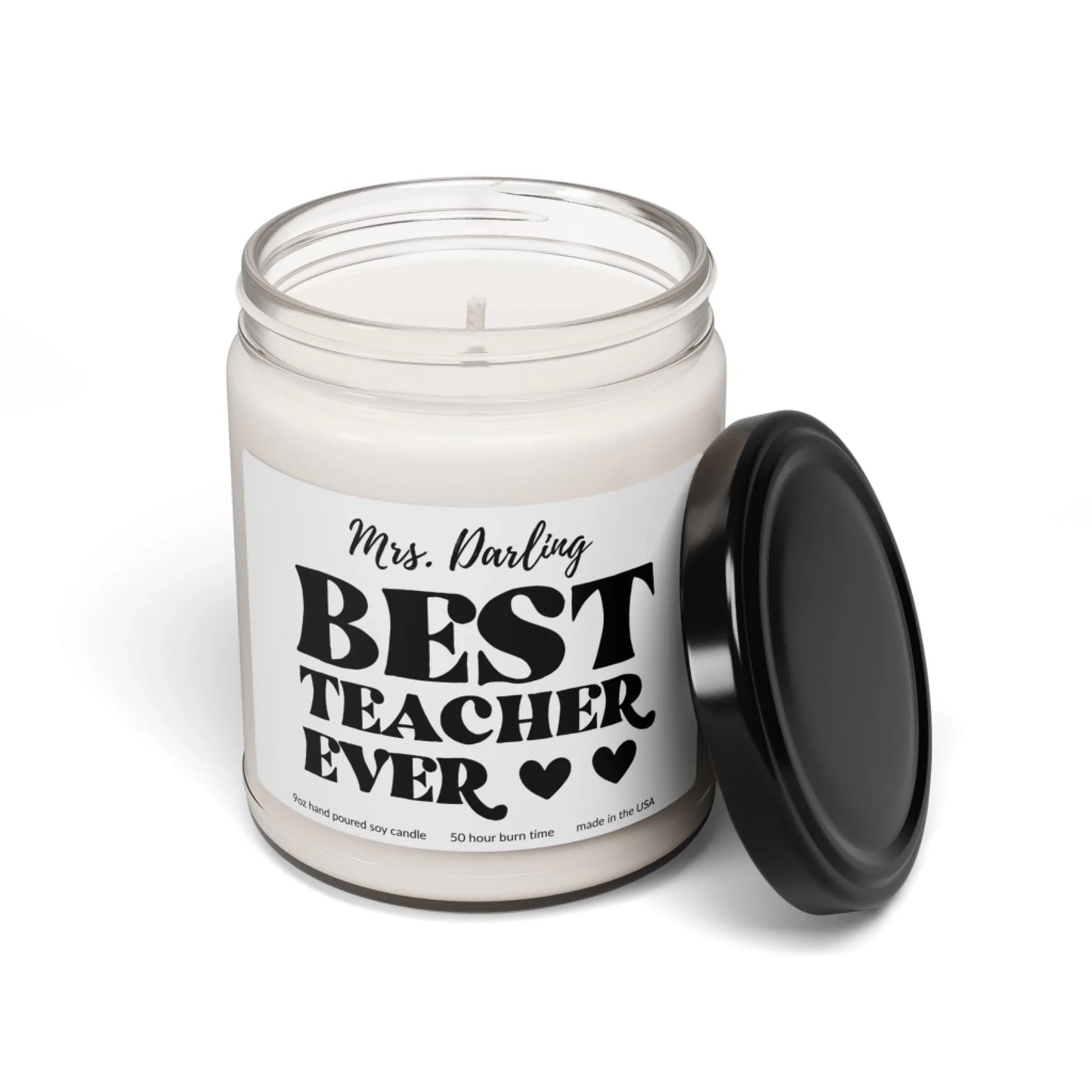 Best Teacher Ever Scented Soy Candle - Seamless White