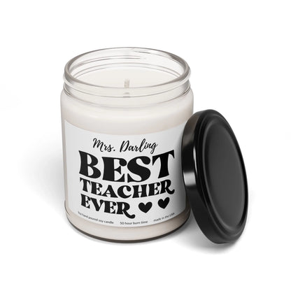 Best Teacher Ever Scented Soy Candle - Seamless White