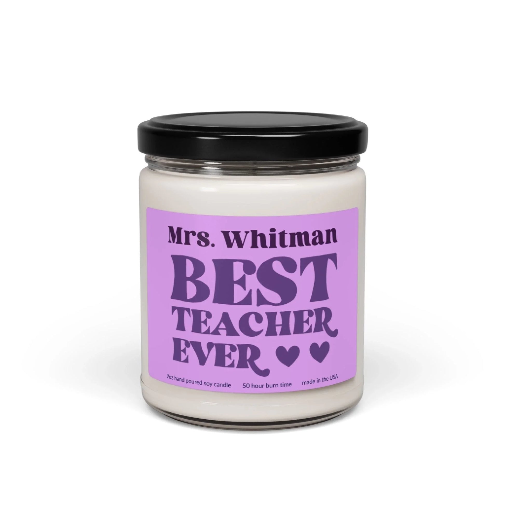 Best Teacher Ever Scented Soy Candle - Seamless Purple