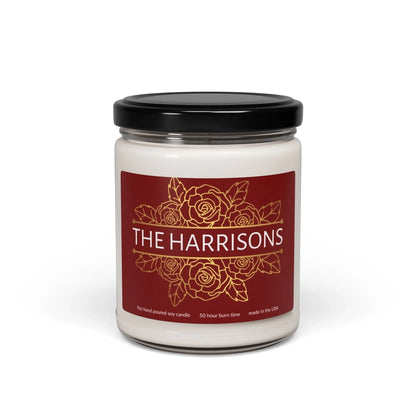 Metallic Floral Name Scented Soy Candle - Red Seamless